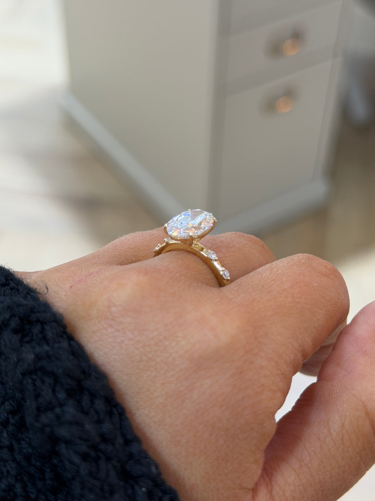 The Lumière 3ct oval lab grown diamond ring, 9k yellow gold, alternate view