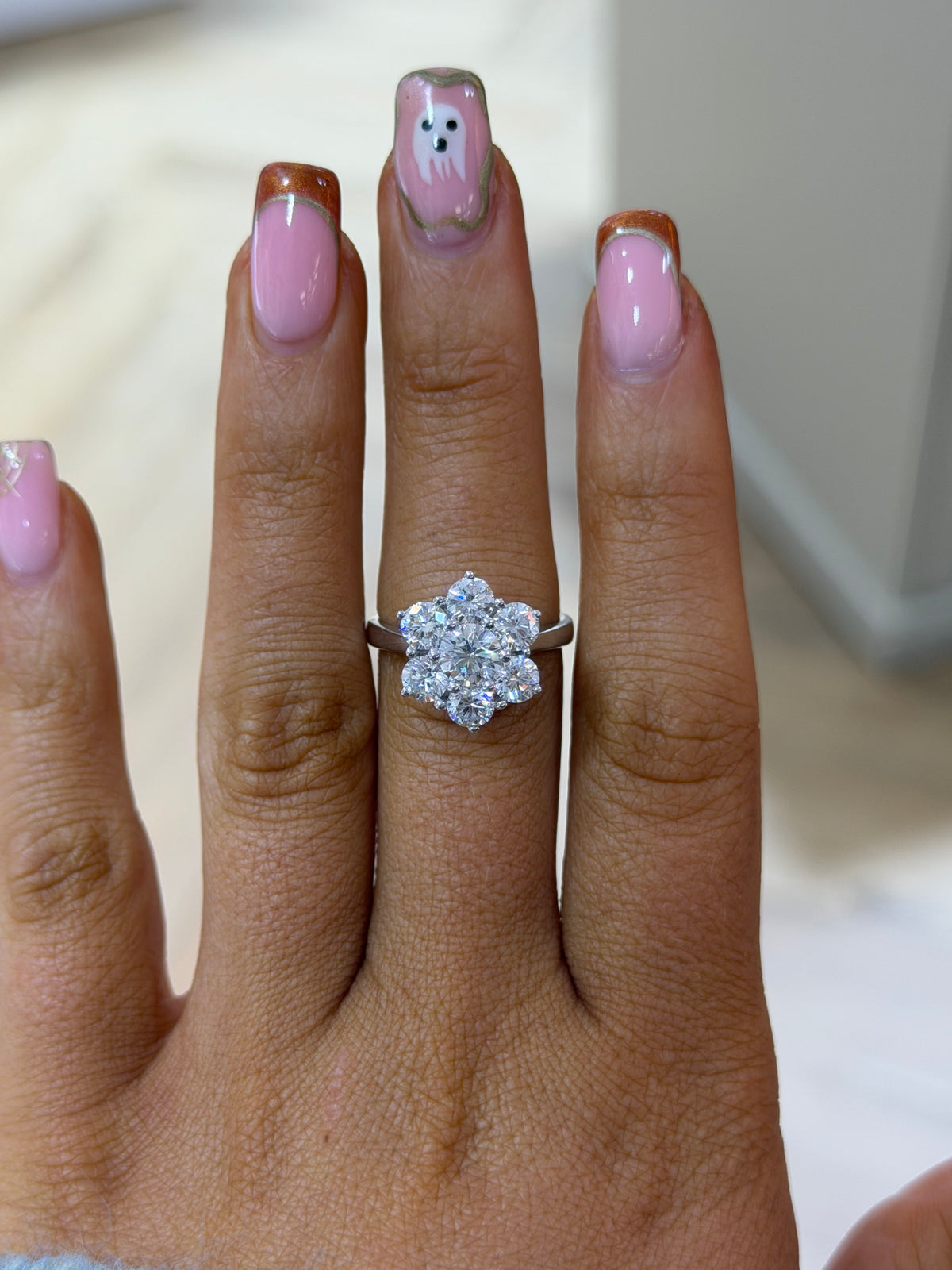 The Marguerite | 2.51ct Total Daisy Cluster Lab Grown Diamond Ring | 9k White Gold