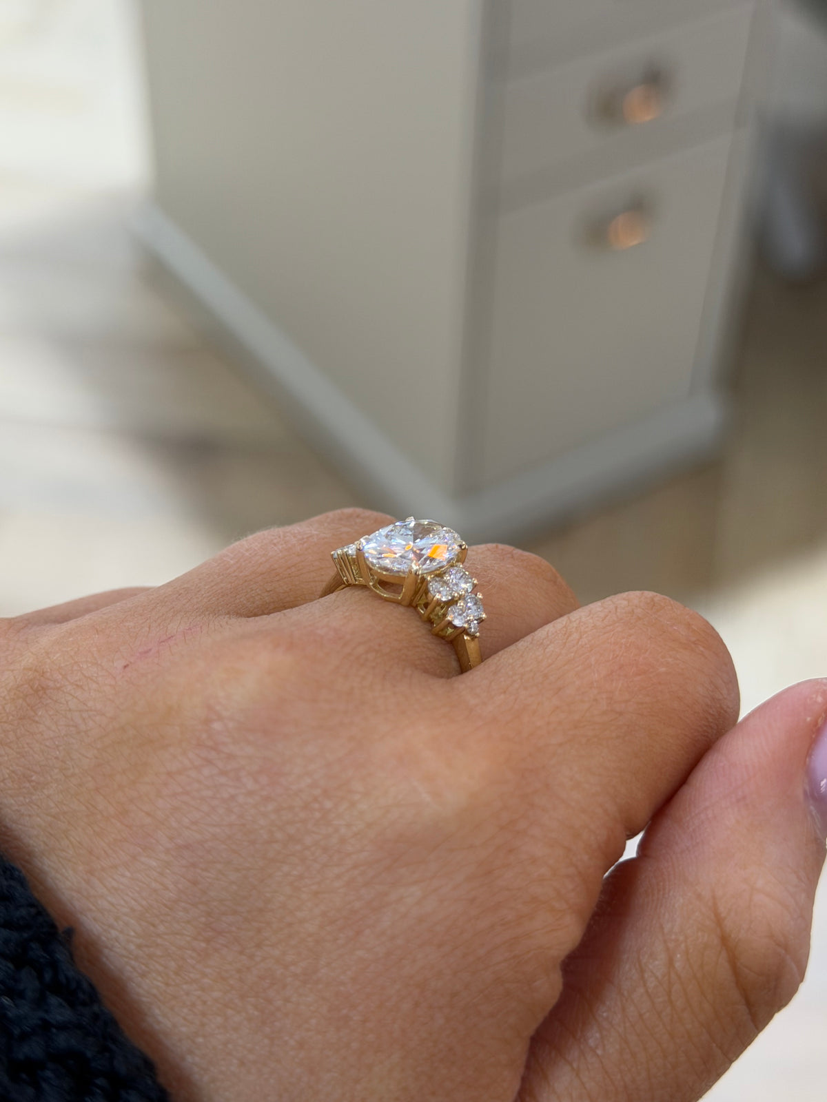 The Primrose oval lab grown diamond cluster ring, 9k yellow gold, alternate view
