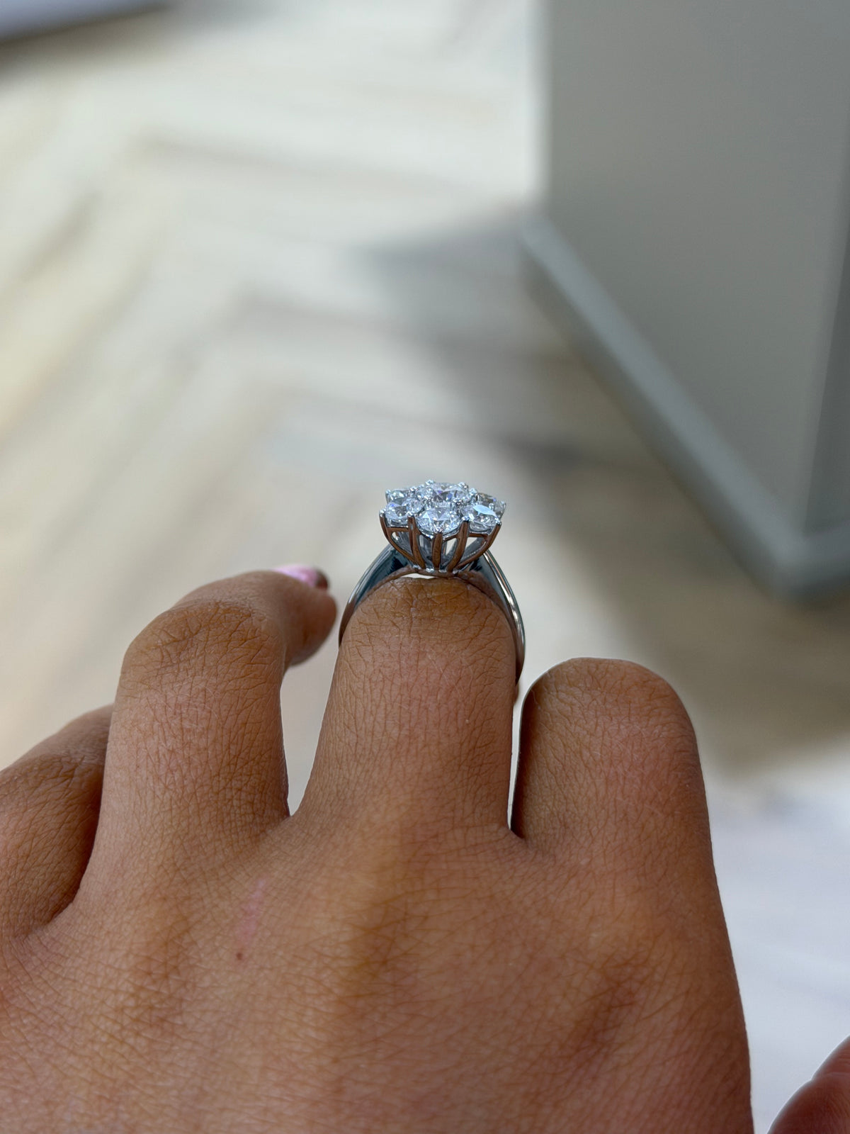 The Marguerite | 2.51ct Total Daisy Cluster Lab Grown Diamond Ring | 9k White Gold