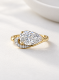 The Horizon | 3.05ct Pear Shape Lab Grown Diamond Bezel Solitaire | 9k Yellow Gold