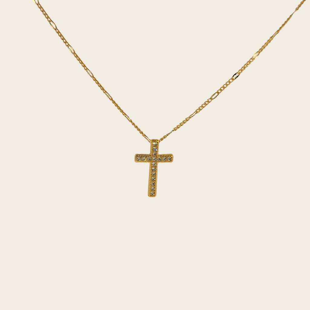 Diamond Cross Pendant Necklace in Yellow Gold