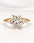 The Clara | 2.58ct Radiant Cut Lab Grown Diamond Trilogy Ring | 9k Yellow Gold
