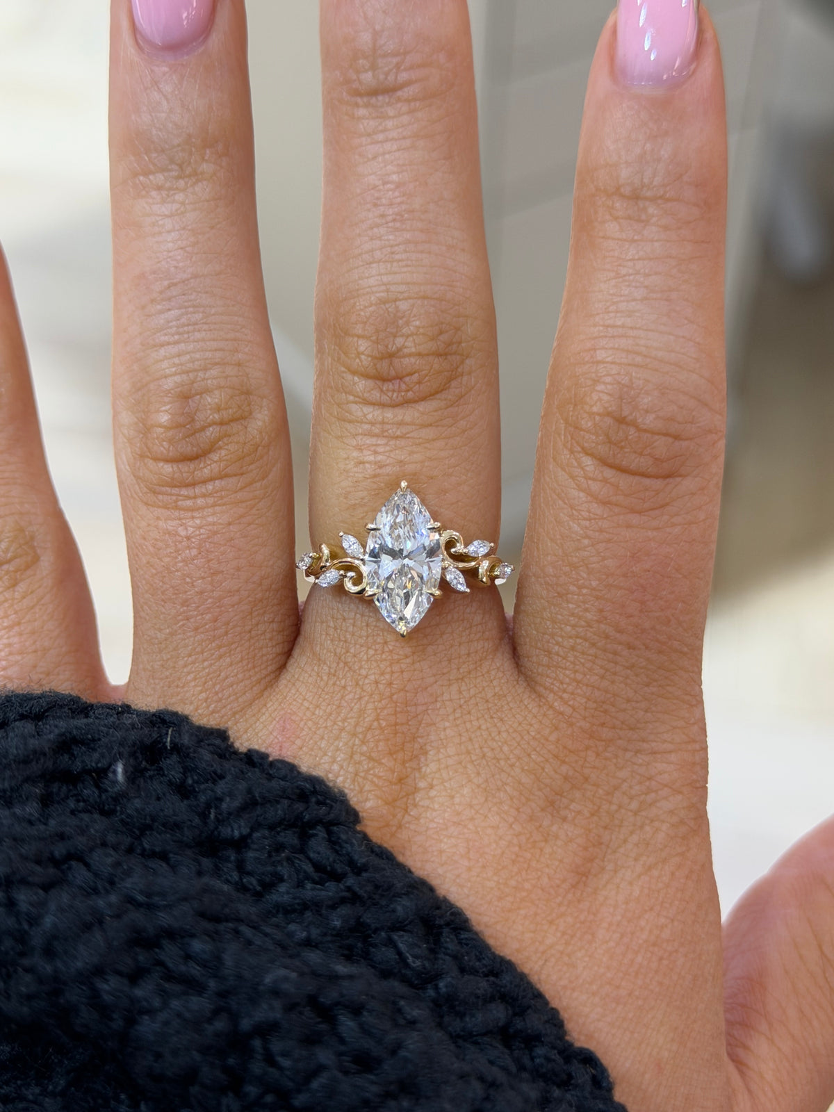 The Aurelia | 2.5ct Marquise Lab Grown Diamond Engagement Ring | 9k Yellow Gold