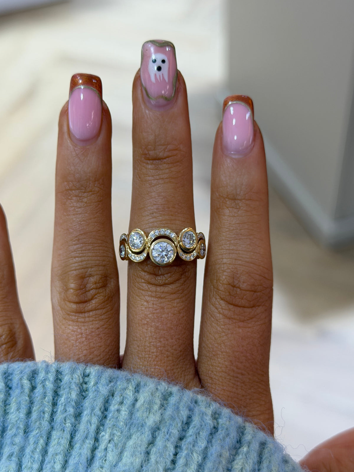 The Rain Ring | Bezel Set Lab Grown Diamond Cluster Ring | 18k Yellow Gold