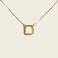 Open Square Diamond Pendant Necklace | 18k Gold Filled