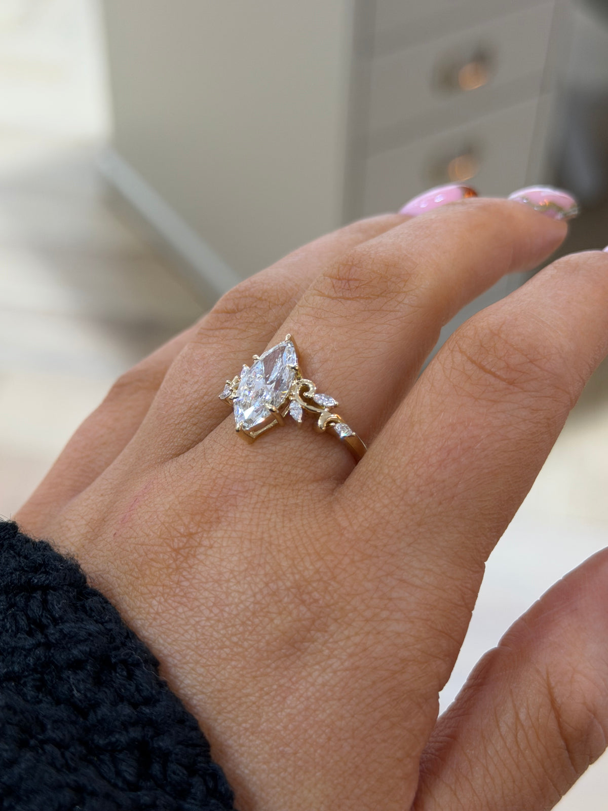 The Aurelia | 2.5ct Marquise Lab Grown Diamond Engagement Ring | 9k Yellow Gold