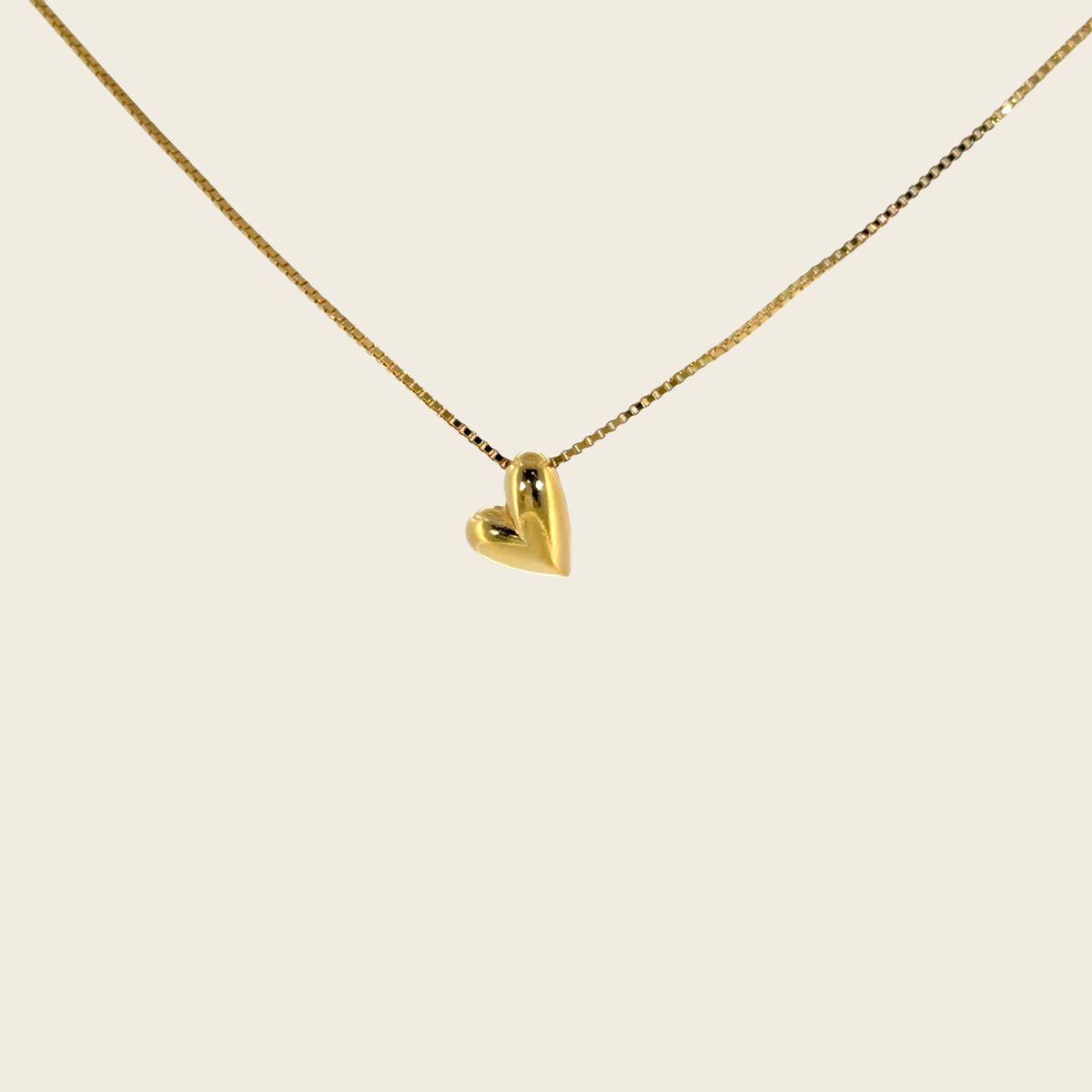 Yellow Gold Puffed Heart Pendant Necklace