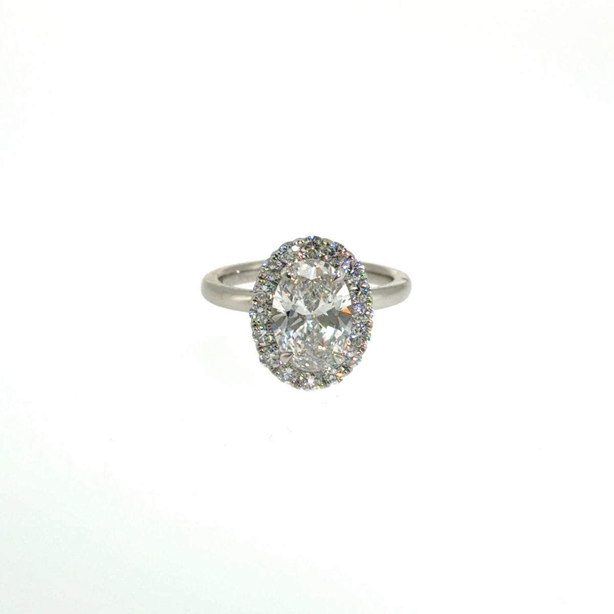 2.50ct Oval Lab Grown Diamond Halo Engagement Ring in Platinum | E VS1