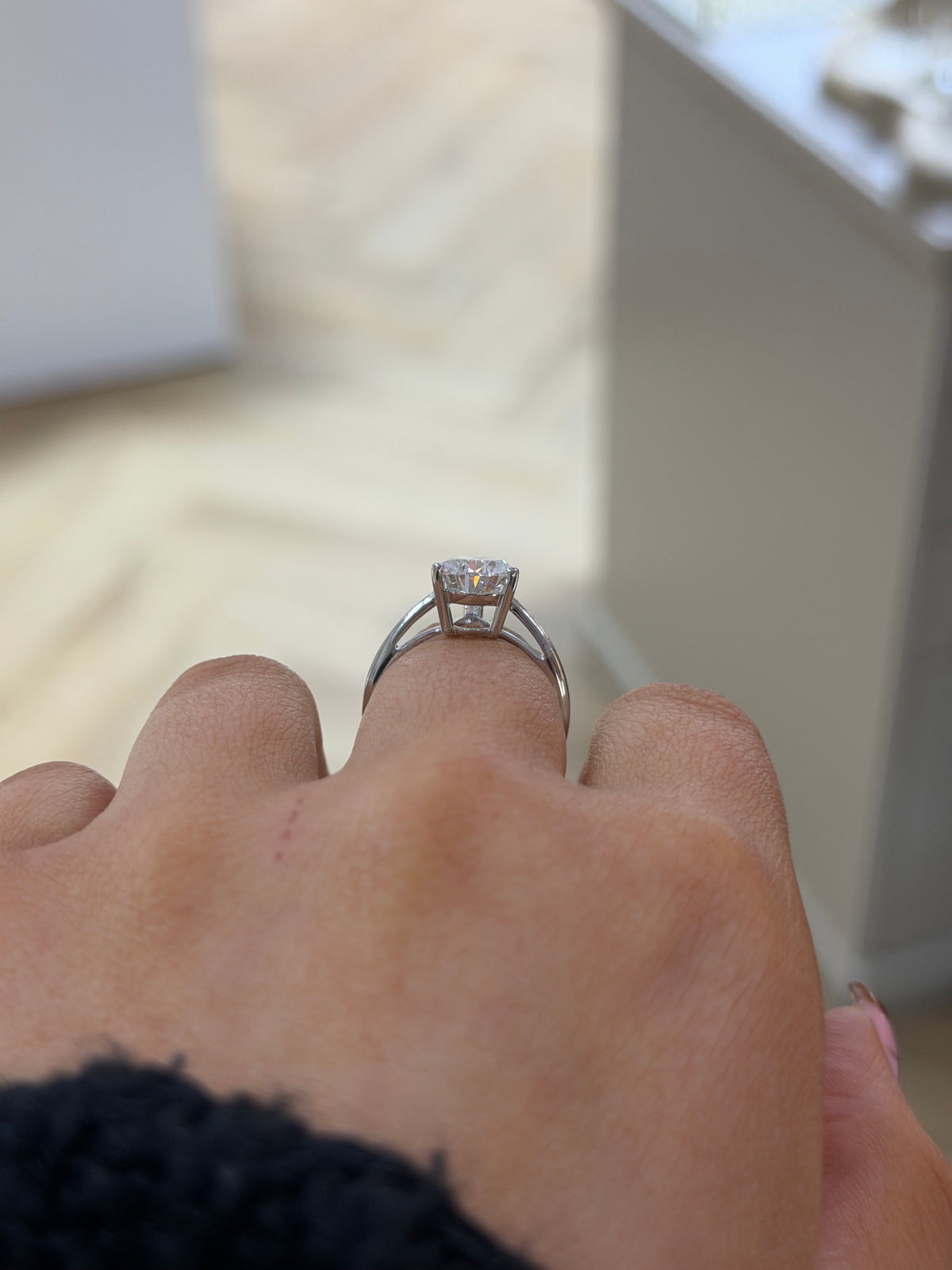 The Adeline pear shape lab grown diamond solitaire, 9k white gold, alternate view