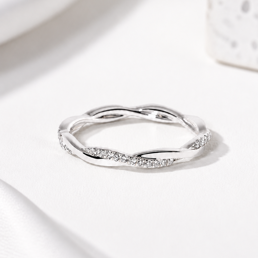 Rope Twist Wedding Band – White Gold