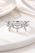 Leaf Cluster Wishbone Band – White Gold