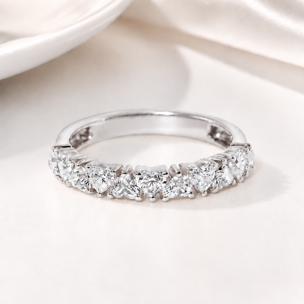 Heart Pavé Eternity Band – White Gold