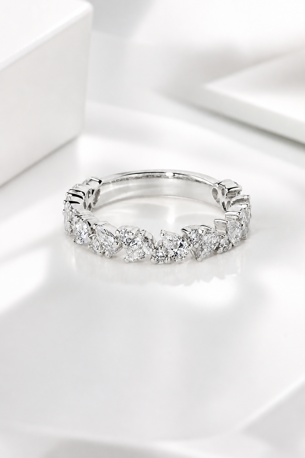 Mixed-Cut Cluster Eternity Band – White Gold