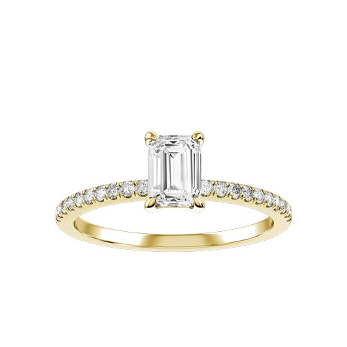 Emerald Cut Natural Diamond Bridal Ring — down