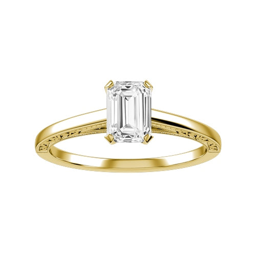Emerald Cut Natural Diamond Bridal Ring — down