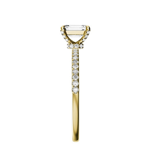 Emerald Cut Natural Diamond Bridal Ring — side