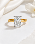 The Halcyon | 3.02ct Radiant Cut Lab Grown Diamond Ring | 9k Yellow Gold & Platinum