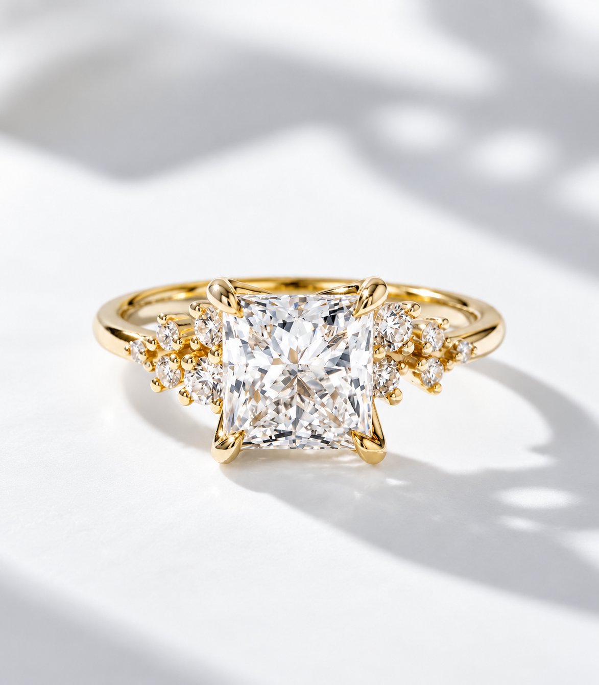 The Elara | 2.5ct Lab Grown Diamond Princess Cut Engagement Ring | 9k Yellow Gold