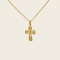 Diamond Openwork Cross Pendant Necklace | 18k Gold Filled
