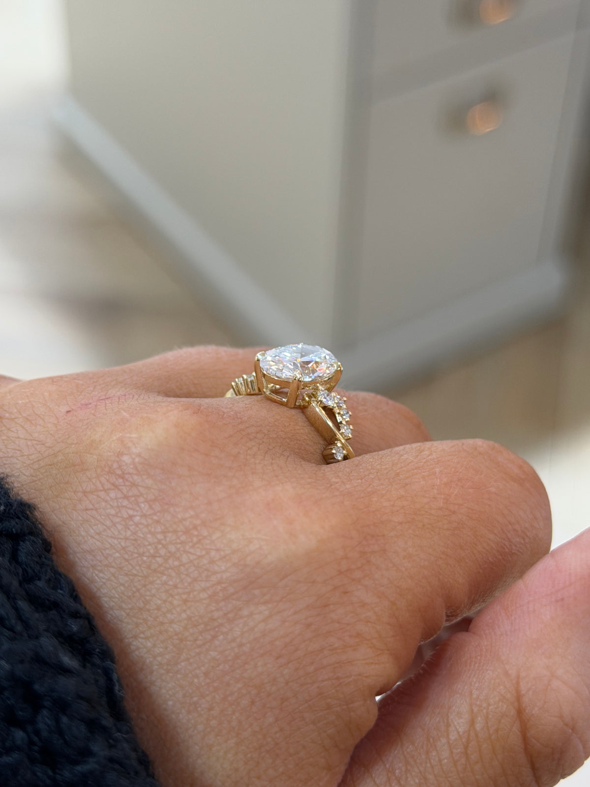 The Entwine oval lab grown diamond twist engagement ring, 9k yellow gold, alternate view