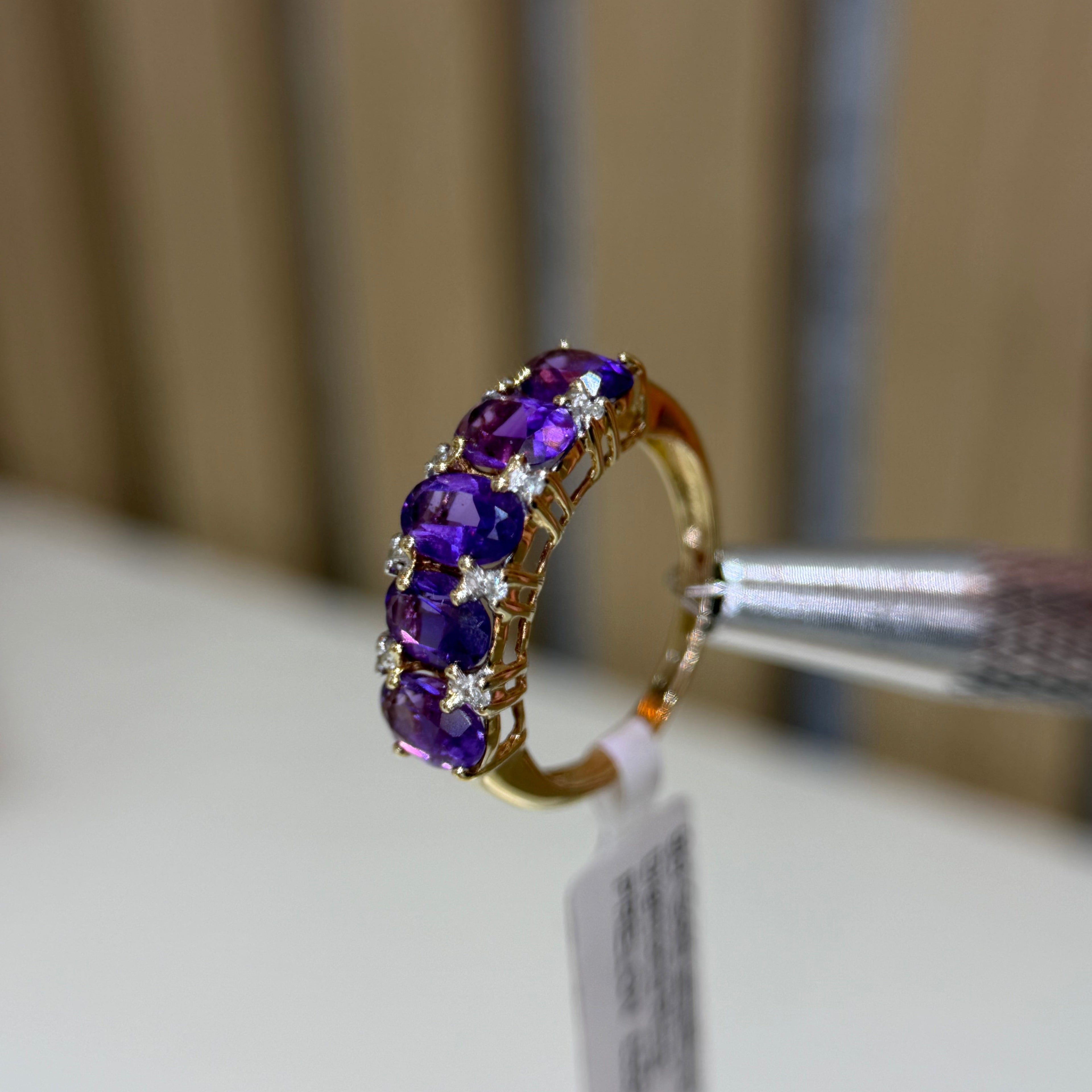 Amethyst & Diamond Ring | 9k Gold