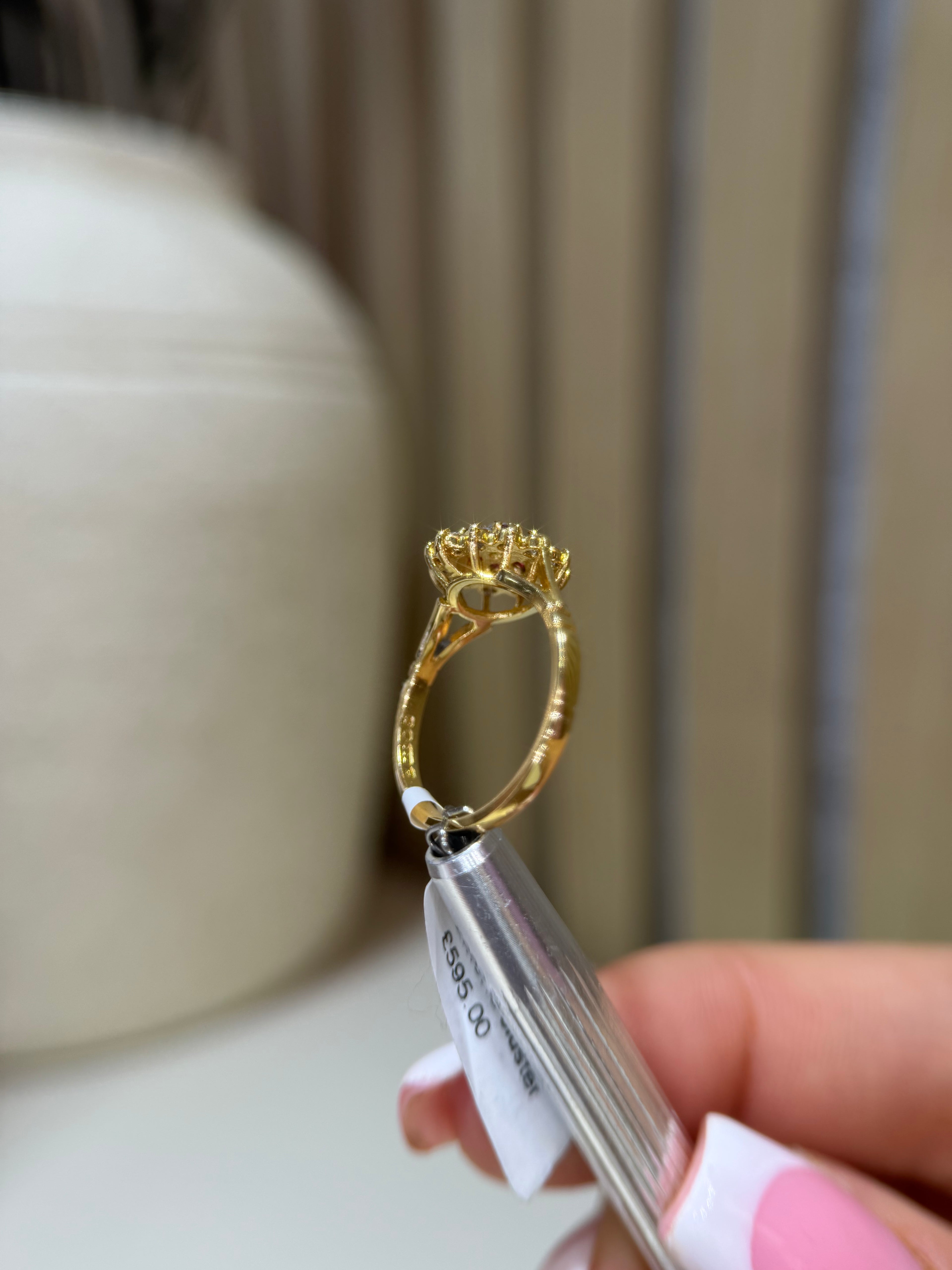 Ruby, diamond and cluster ring, different angle