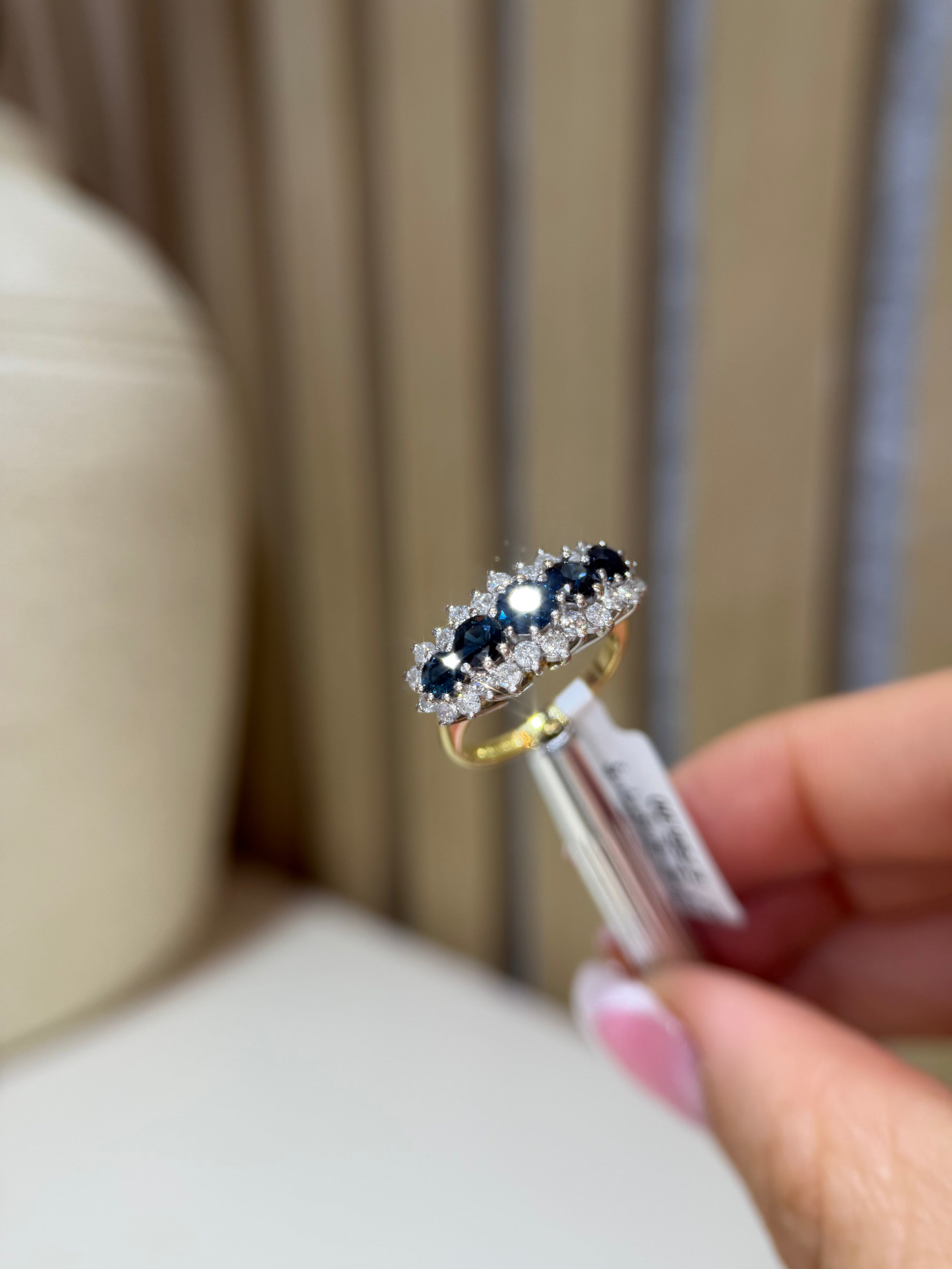 Pre-loved 18ct gold sapphire and diamond five-stone ring