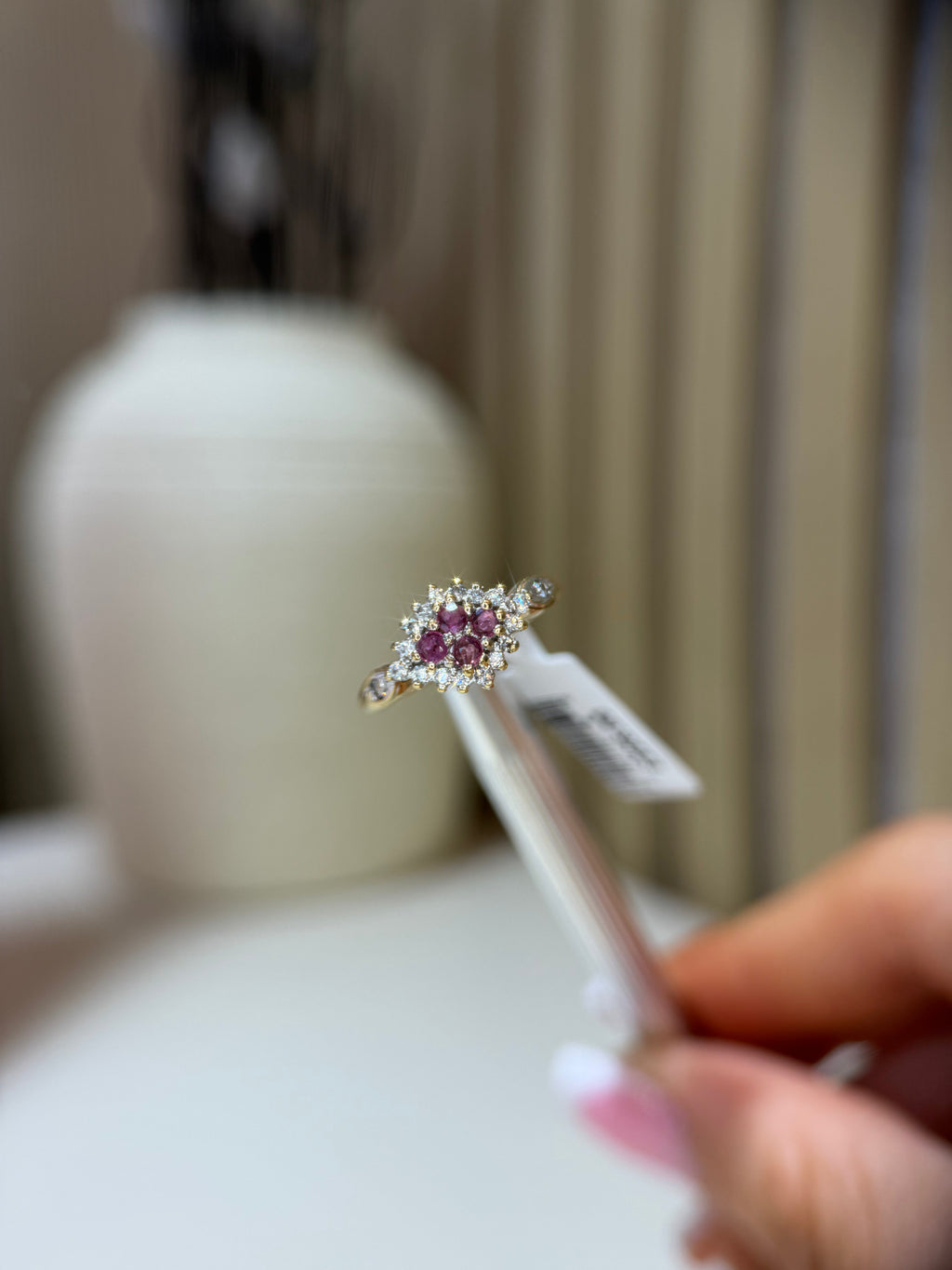 Pre-loved 9ct gold ruby and diamond cluster ring