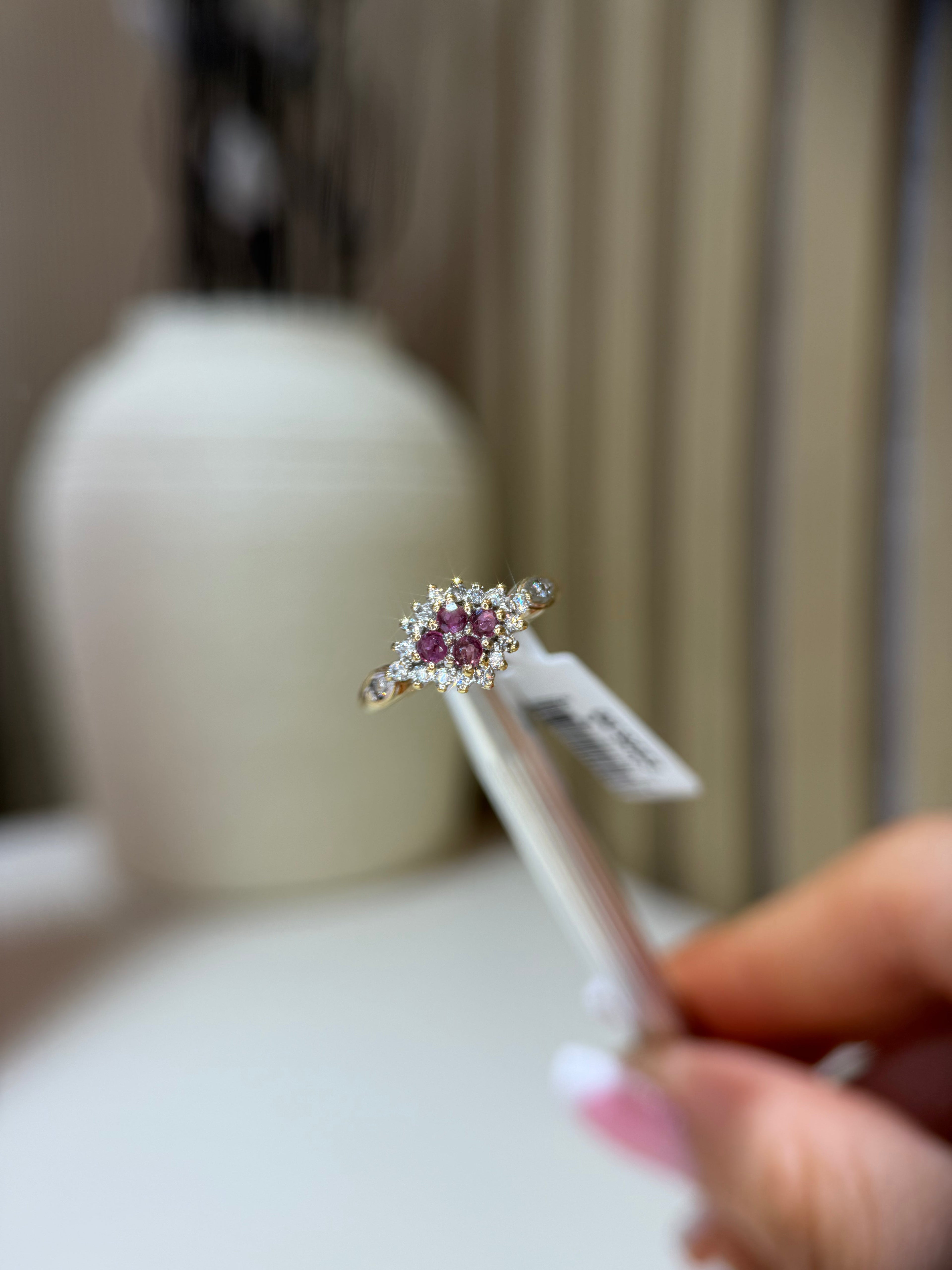 Pre-loved 9ct gold ruby and diamond cluster ring