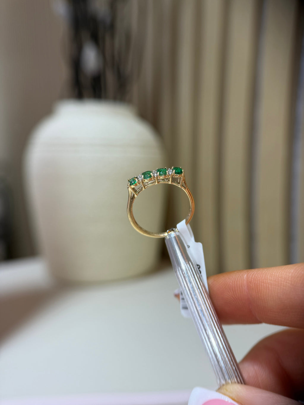 Emerald diamond eternity ring price tag