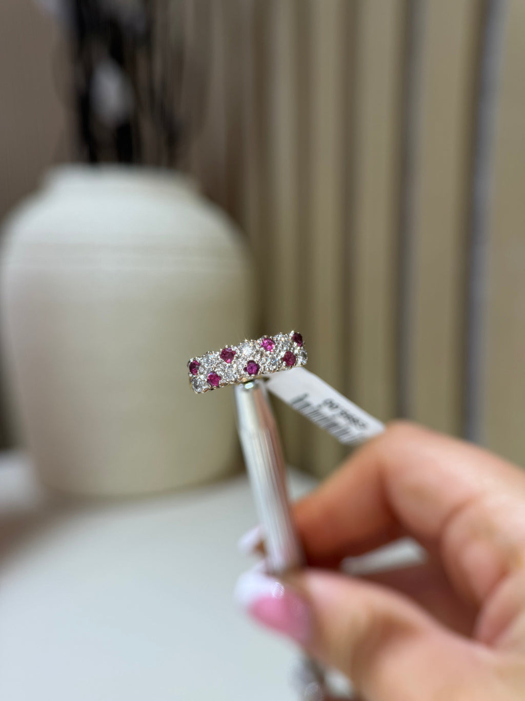 Pre-loved 18k gold ruby and diamond pave ring