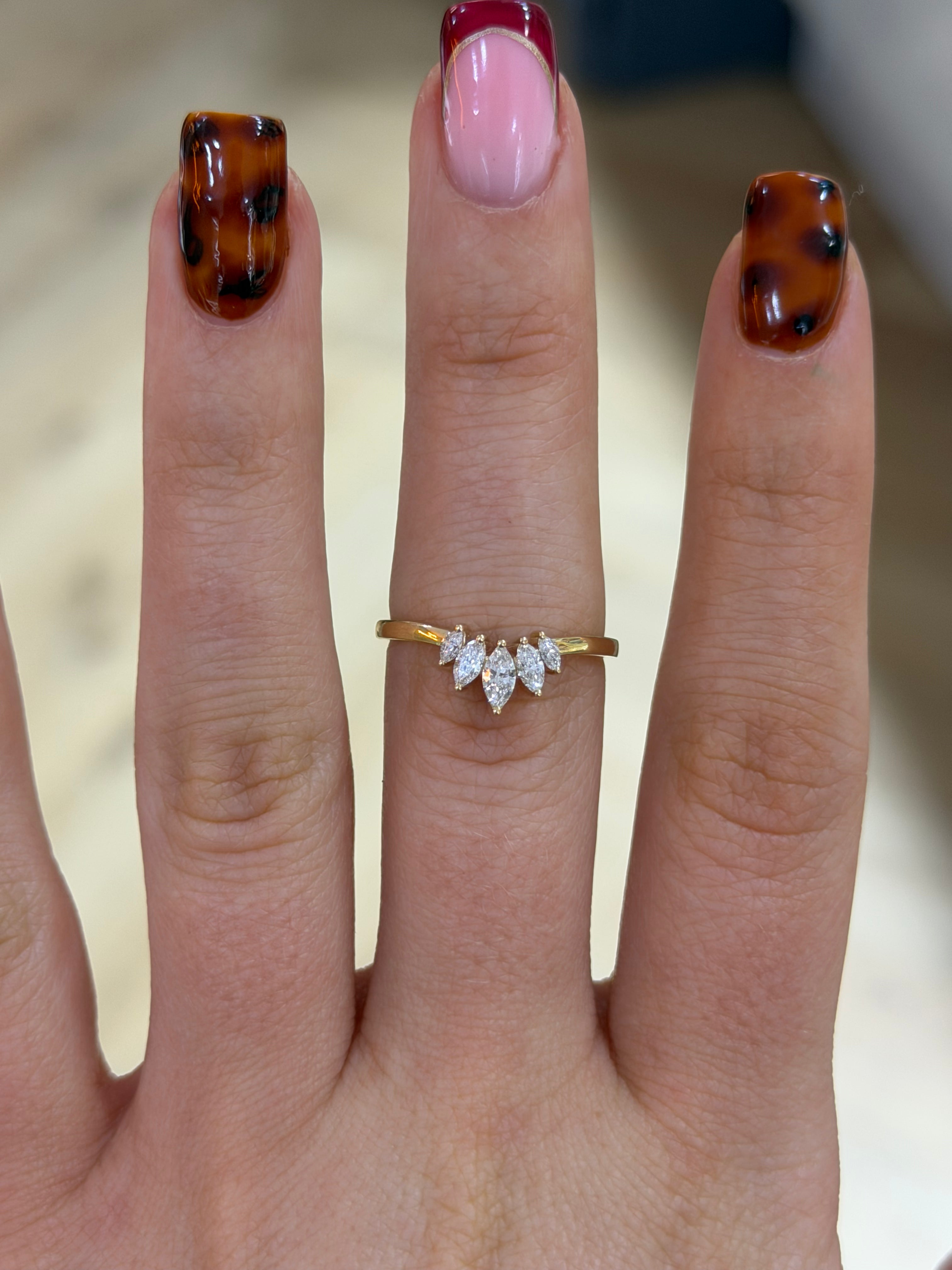 Dainty Marquise Wishbone Band