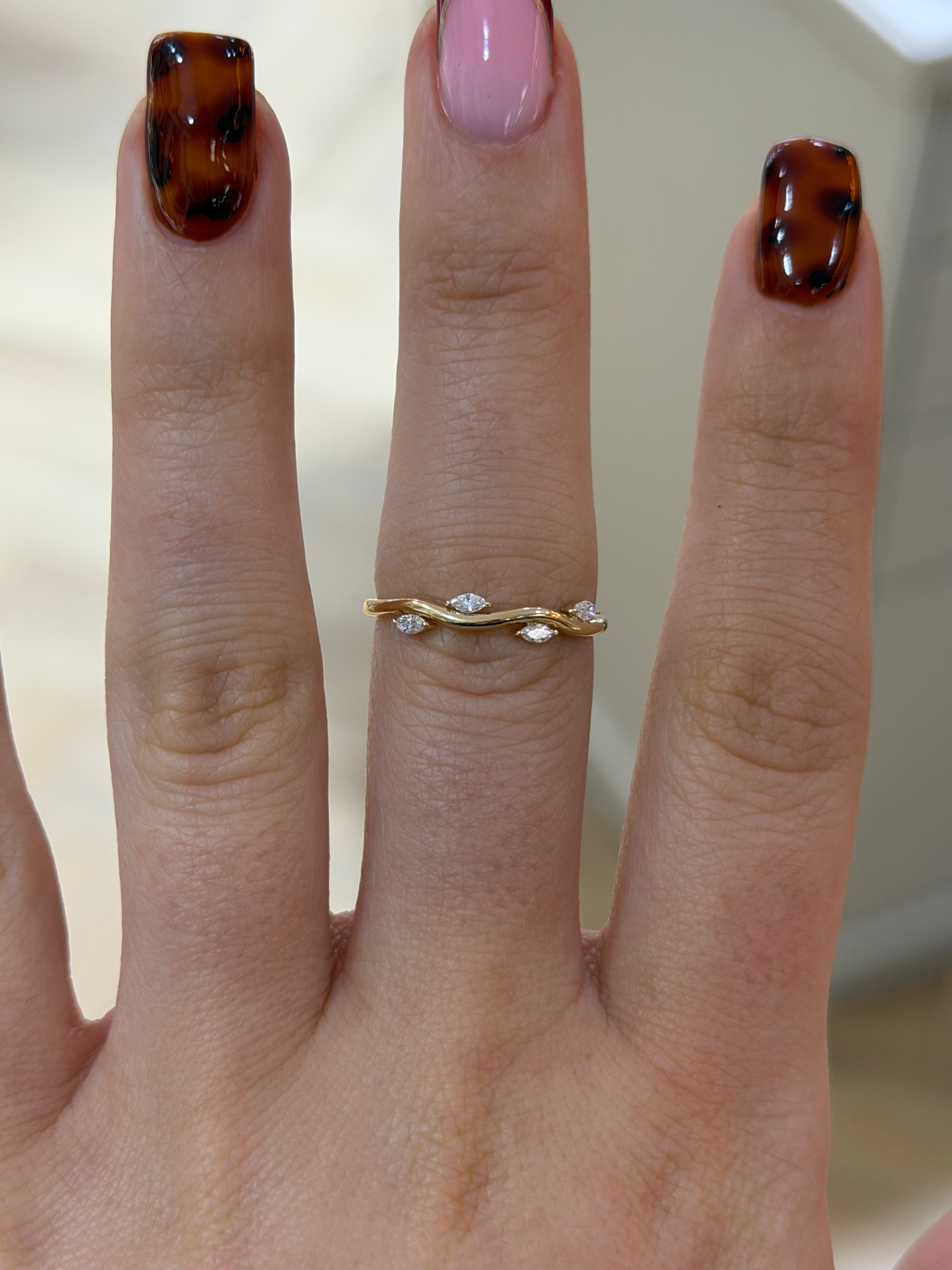 Wave Marquise Wedding Band