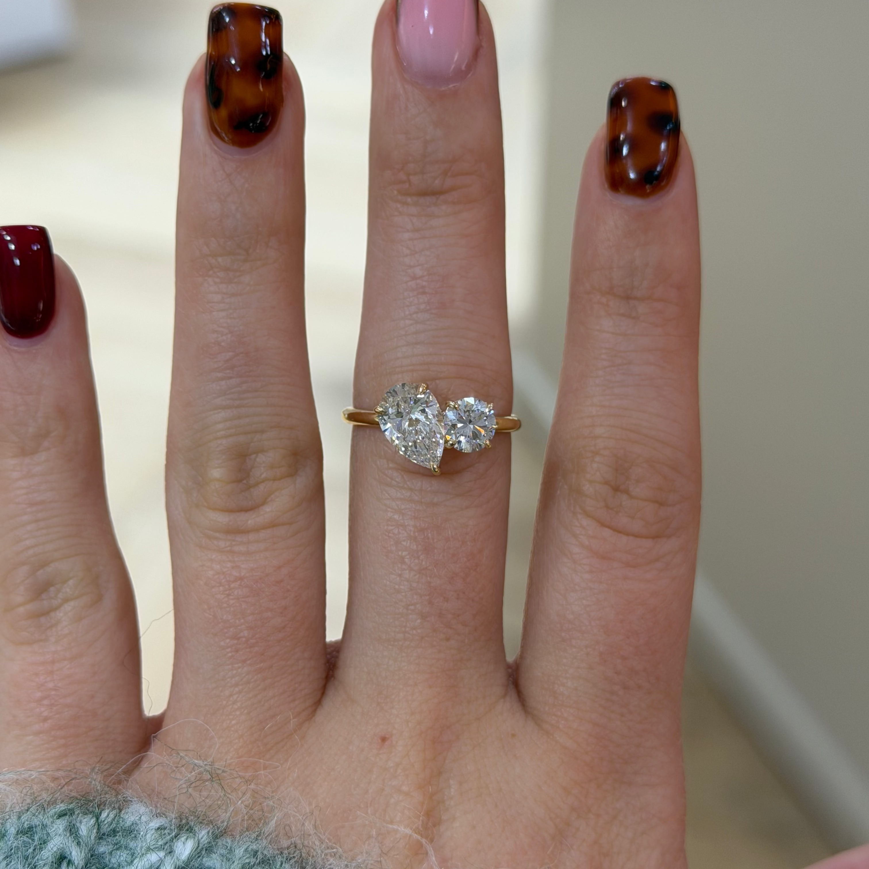 The Daydream Ring pear and round lab diamond toi et moi engagement ring, 9k yellow gold, alternate view