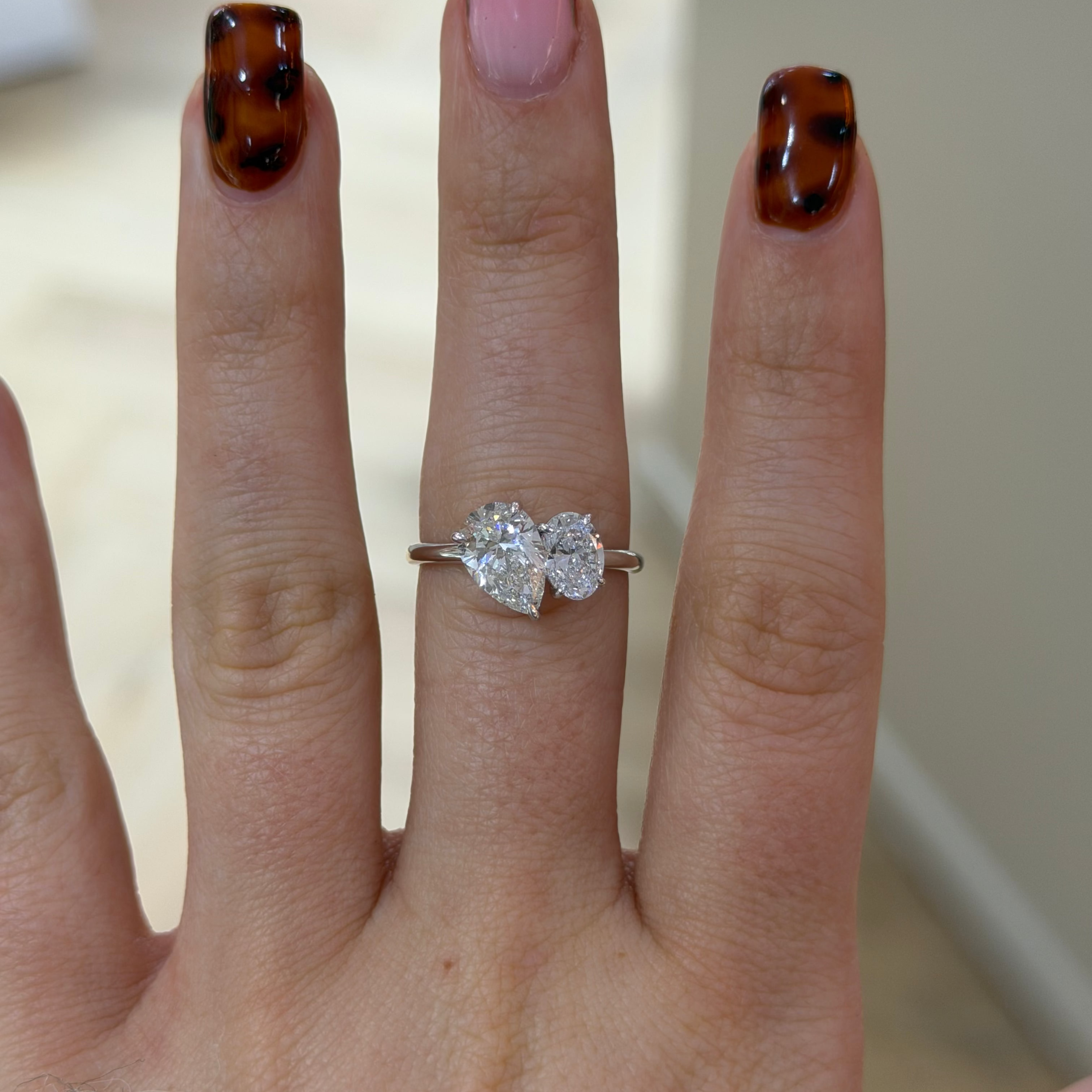 The Starlight Ring pear and oval lab diamond toi et moi engagement ring, 9k white gold, alternate view