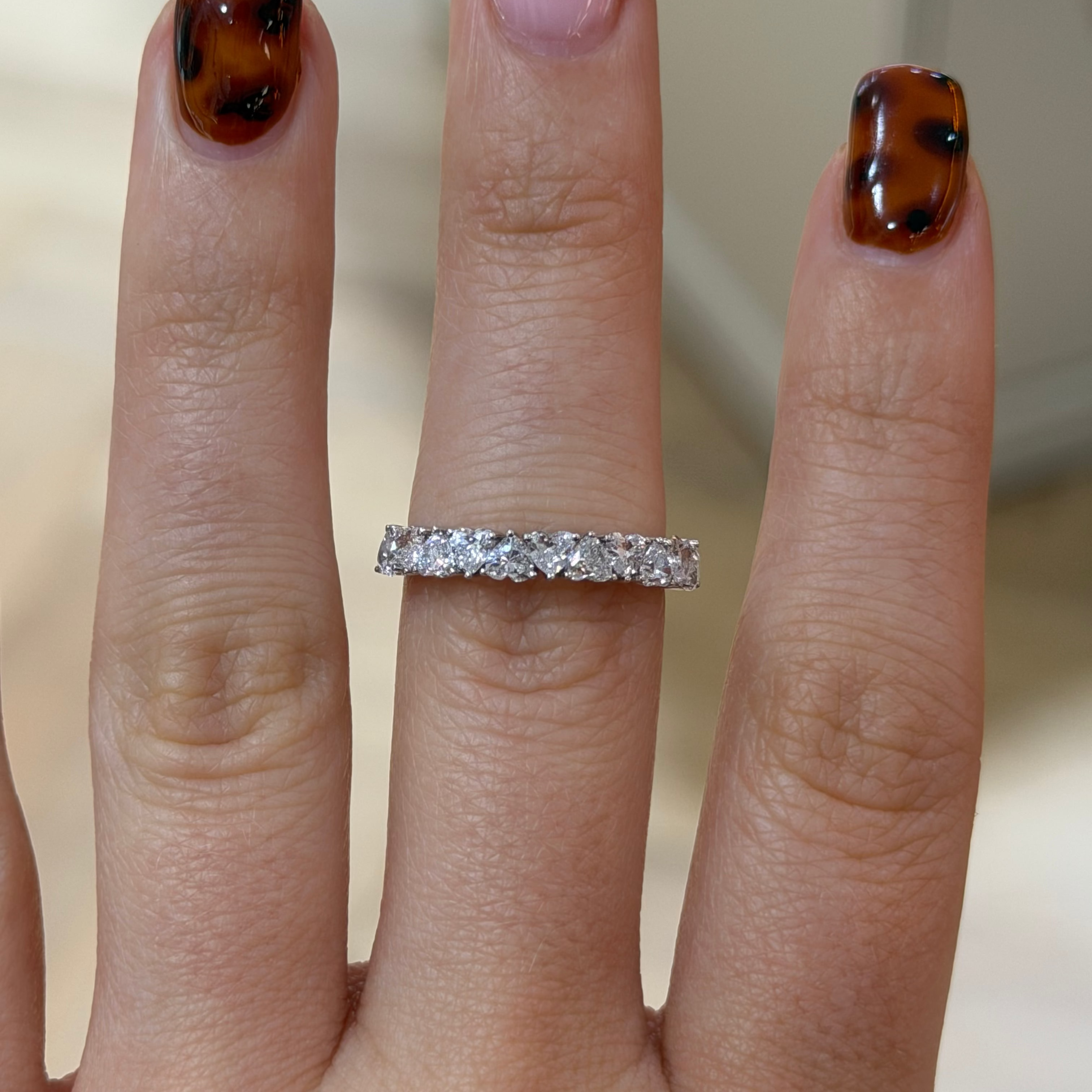 Heart Pavé Eternity Band – White Gold