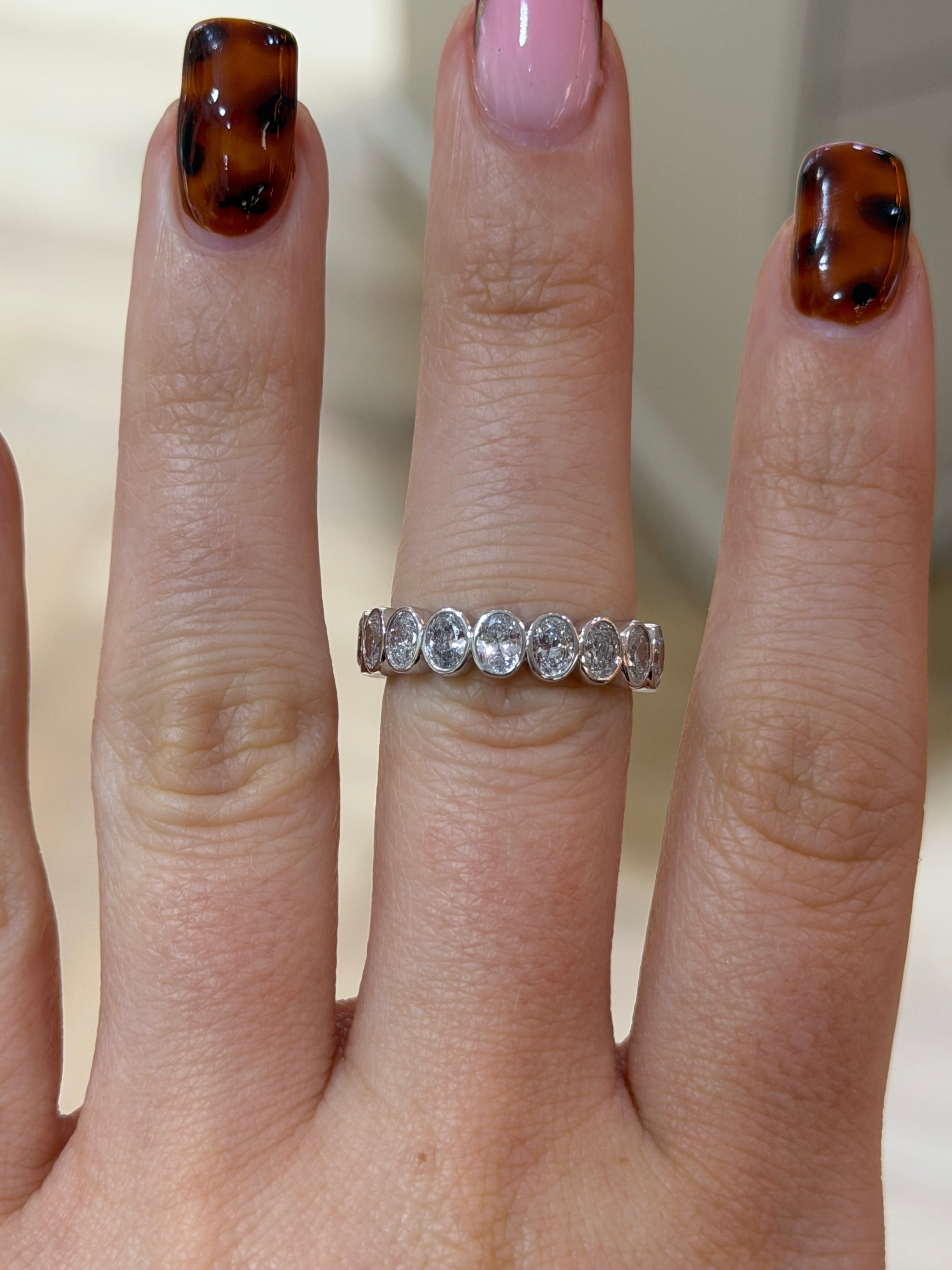 Oval Bezel Eternity Band – White Gold