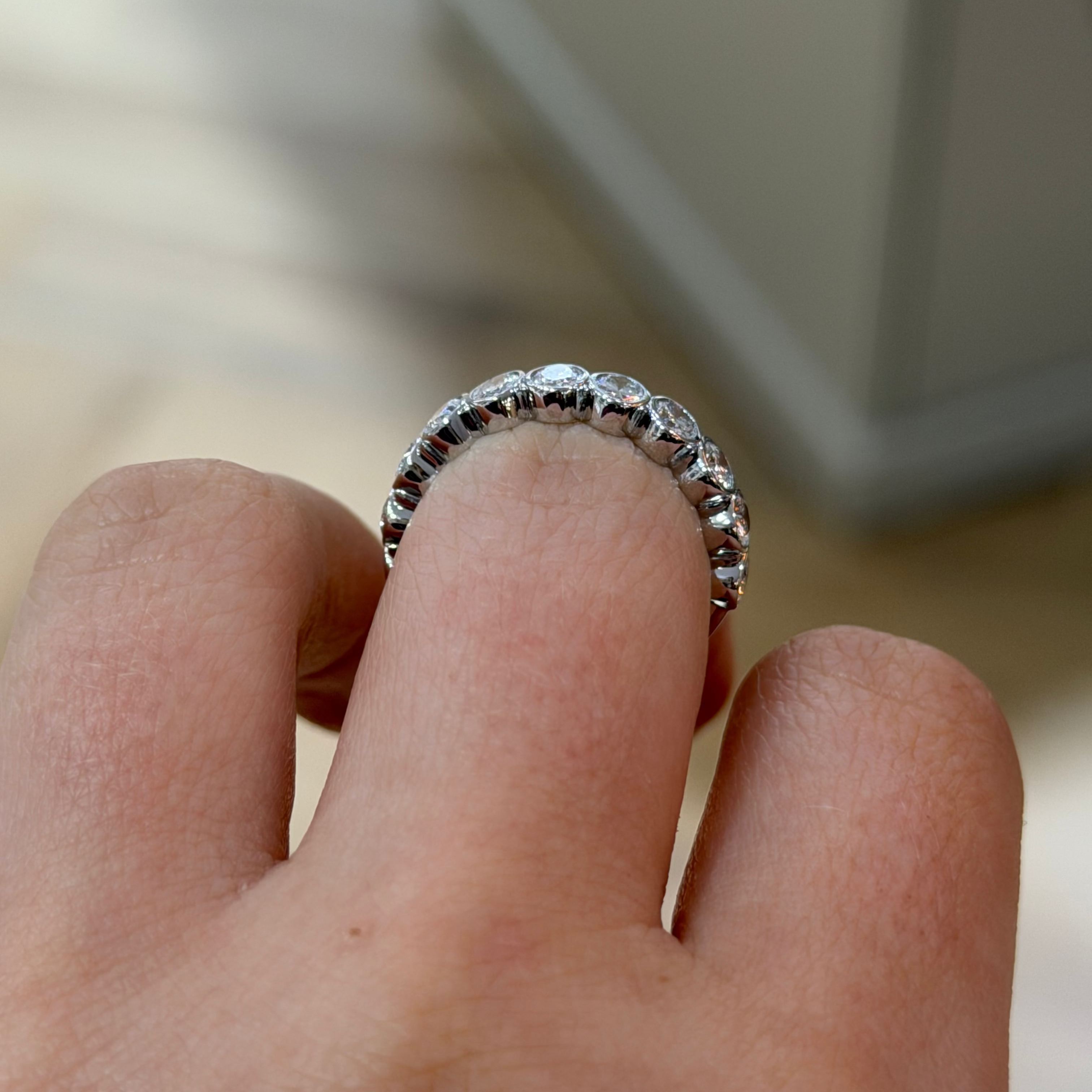 Oval Bezel Eternity Band – White Gold