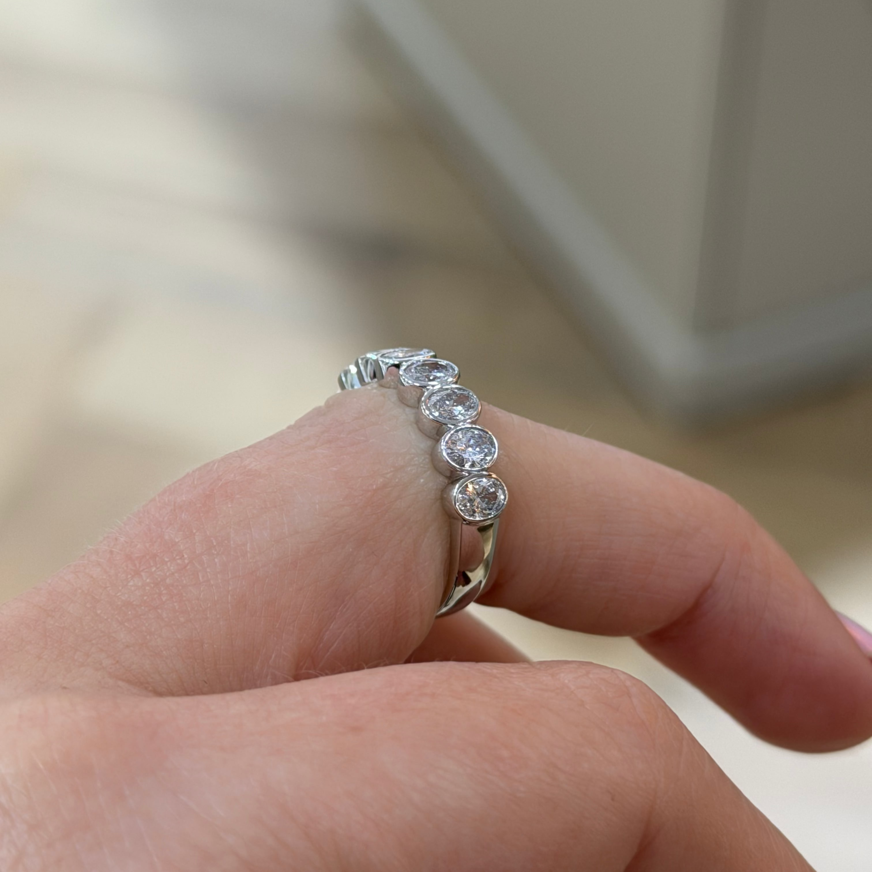 Oval Bezel Eternity Band – White Gold