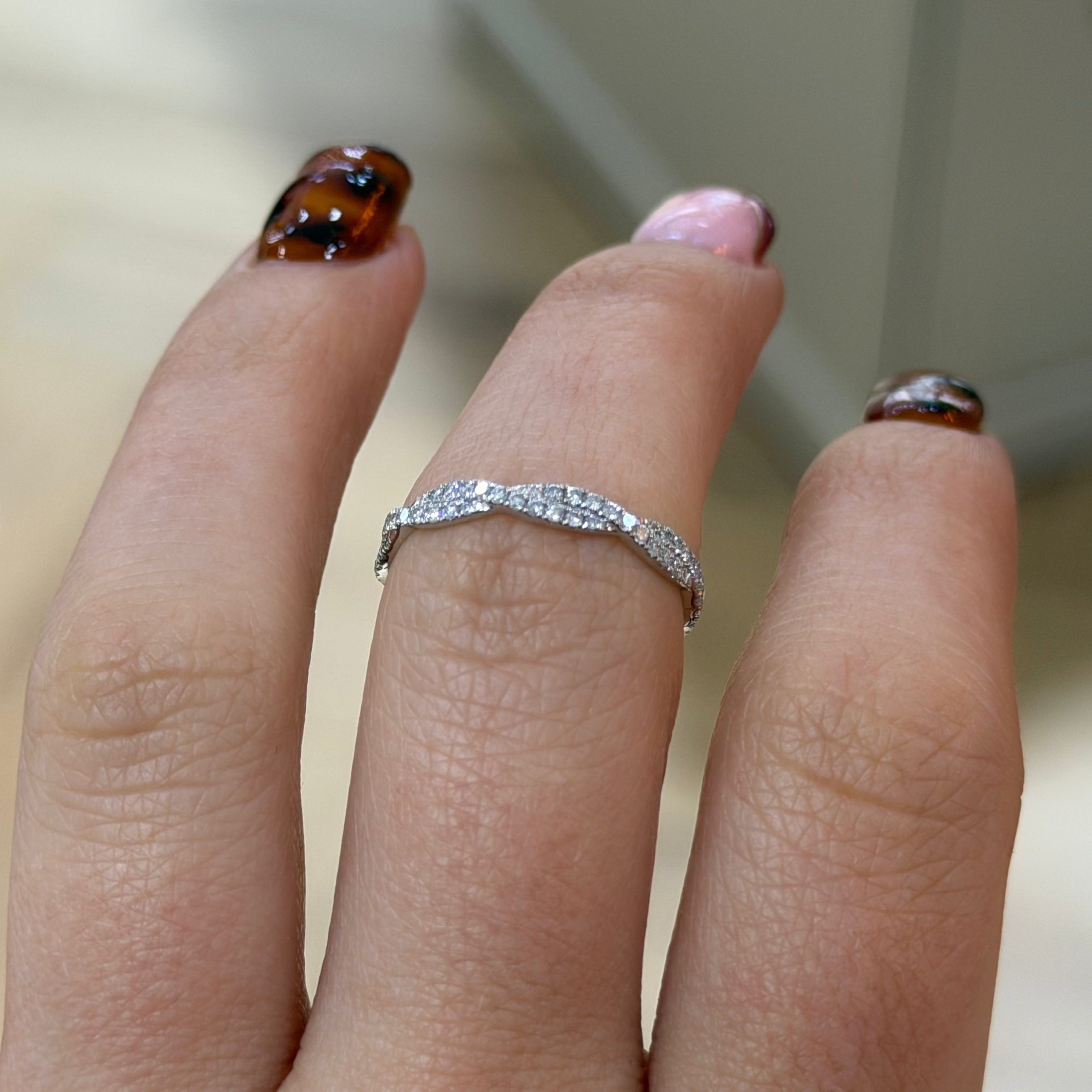 Woven Twist Pavé Band – White Gold