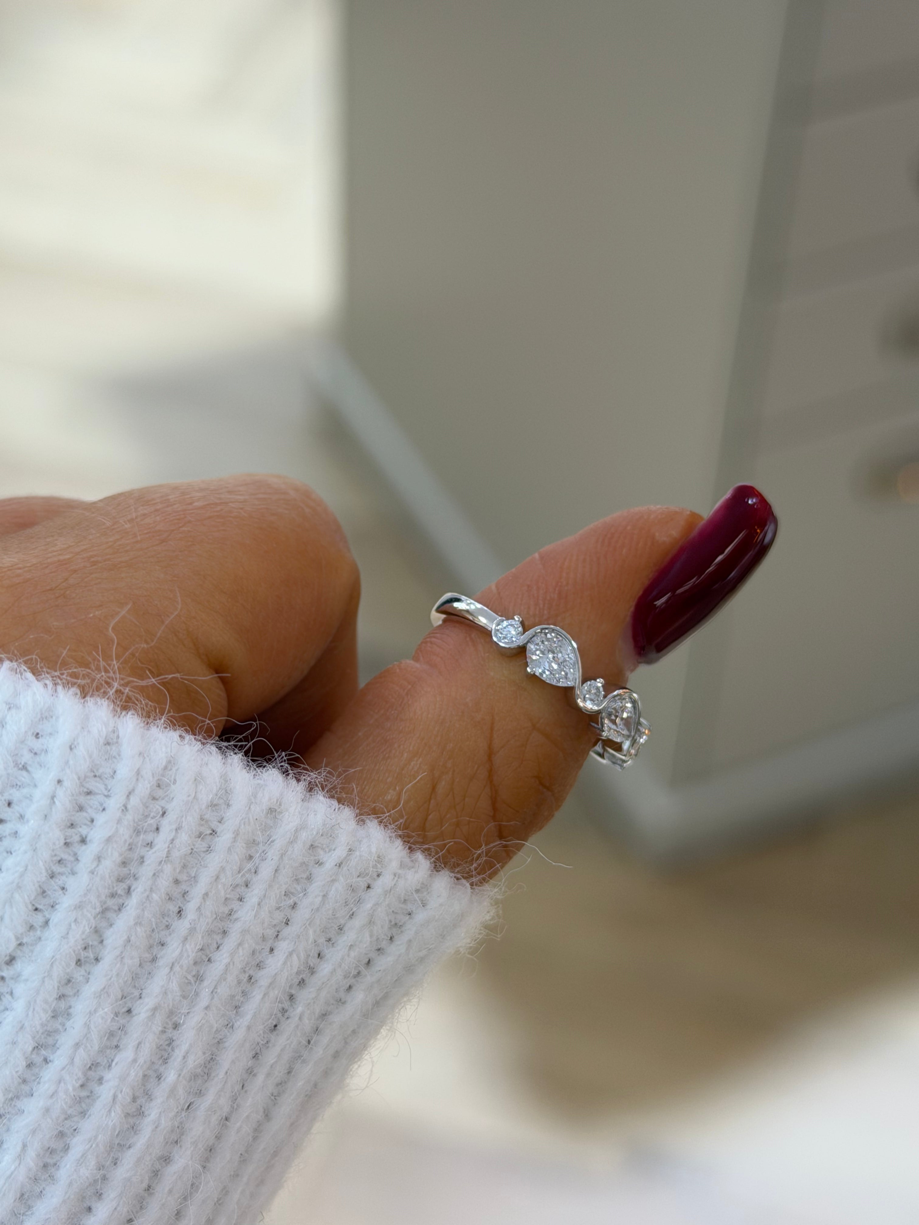 Pear Swirl Eternity Band – White Gold