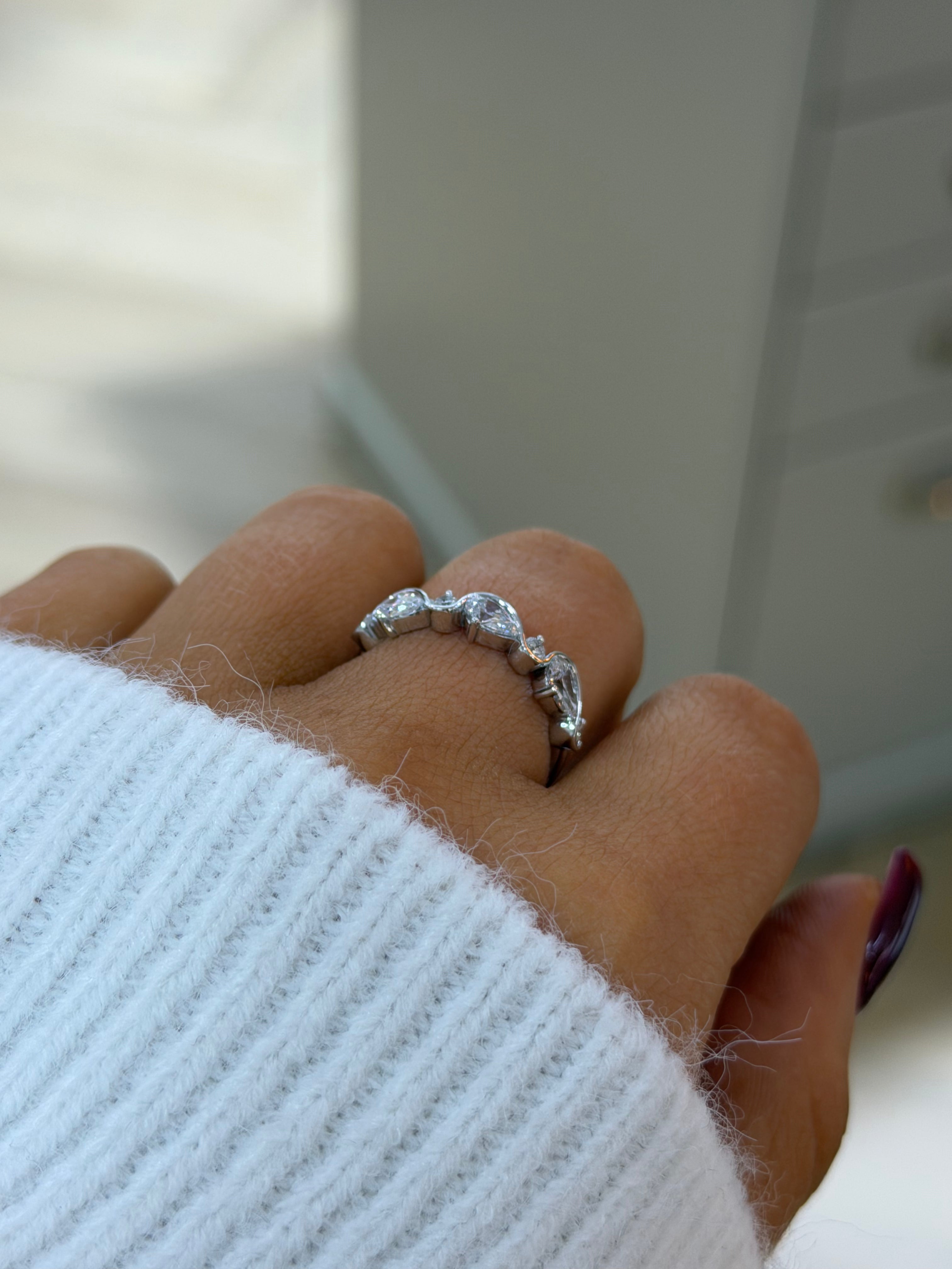 Pear Swirl Eternity Band – White Gold