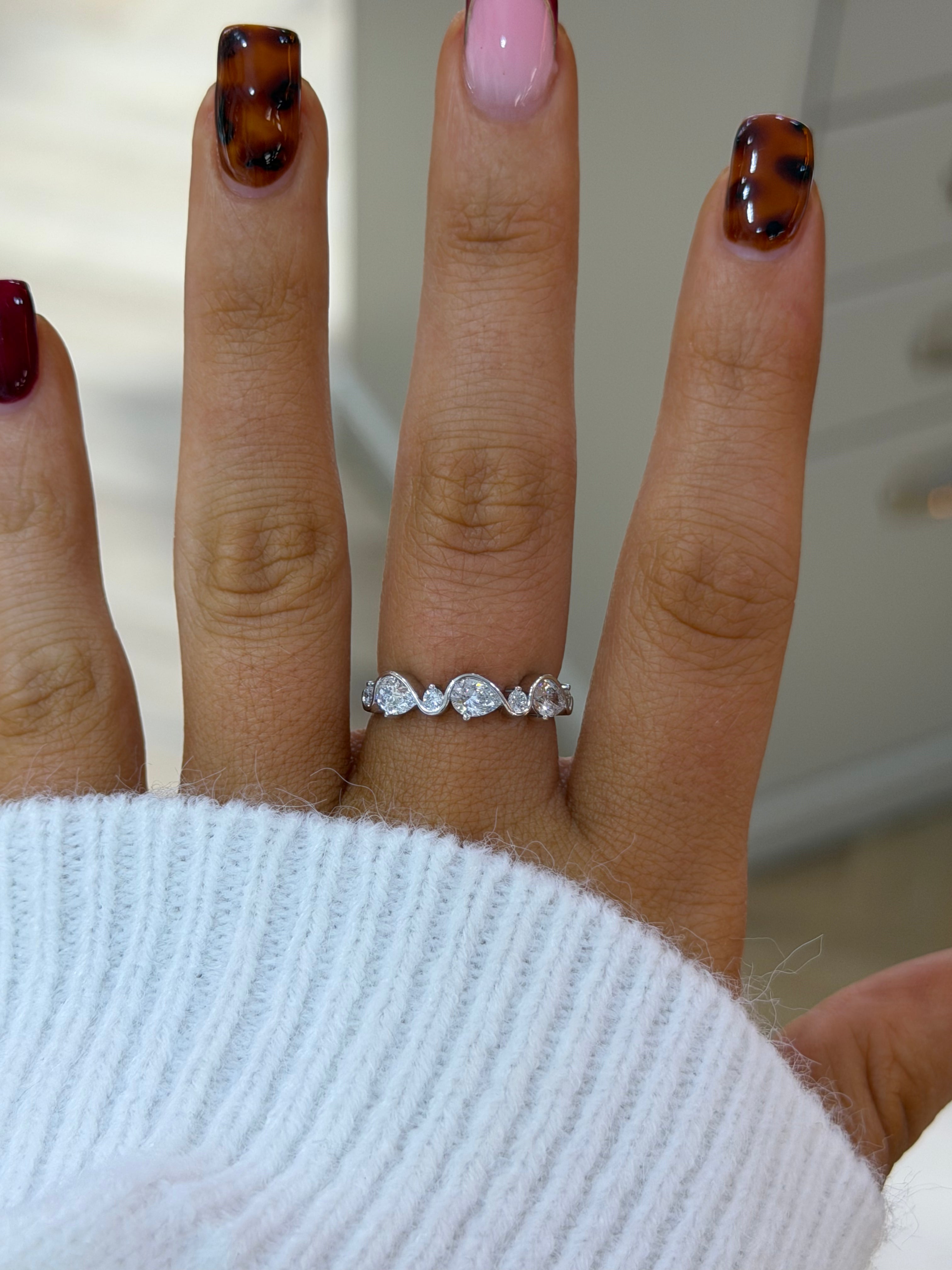 Pear Swirl Eternity Band – White Gold