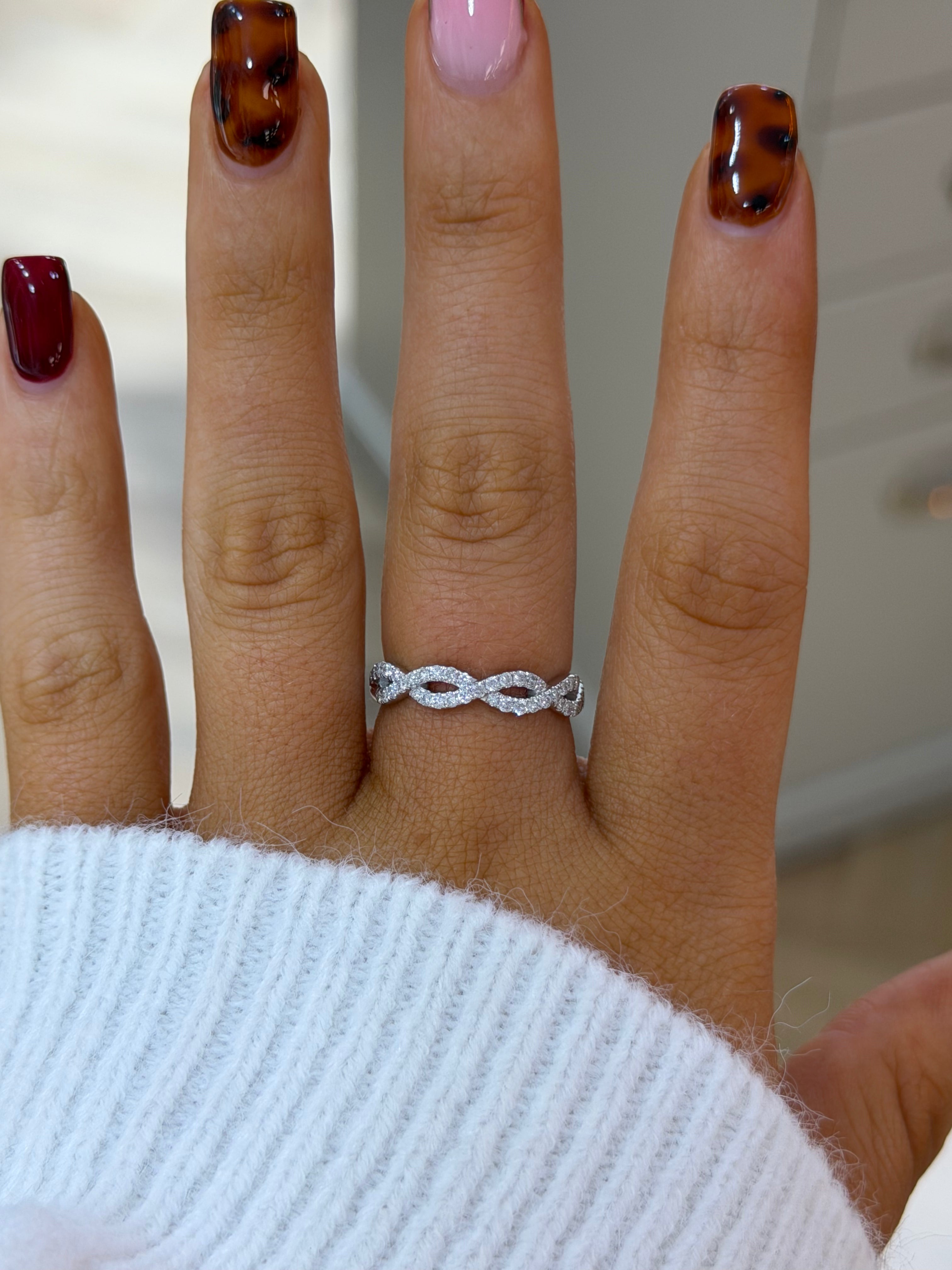 Infinity Twist Pavé Wedding Band – White Gold
