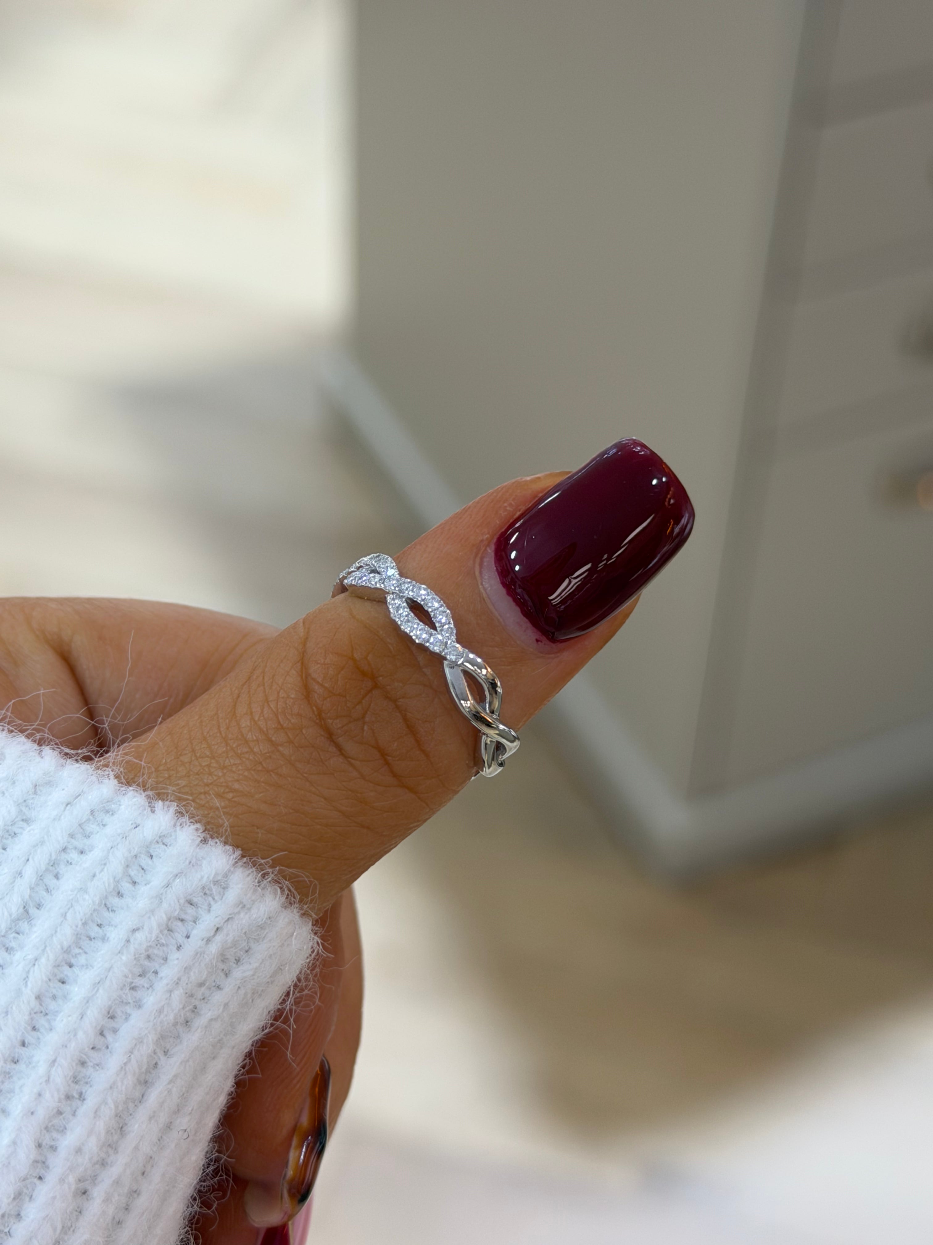 Infinity Twist Pavé Wedding Band – White Gold