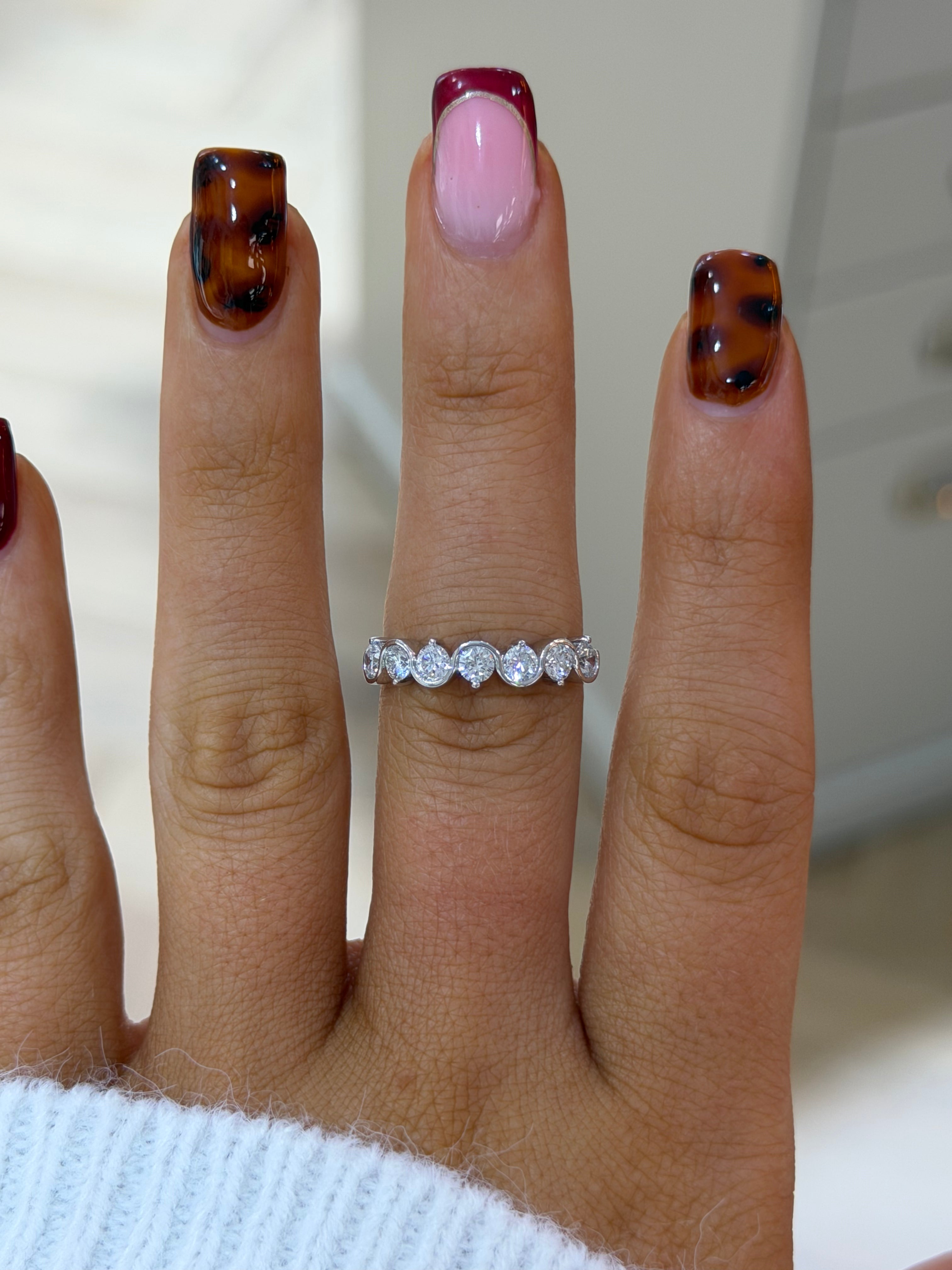 Swirl Bezel Eternity Band – White Gold