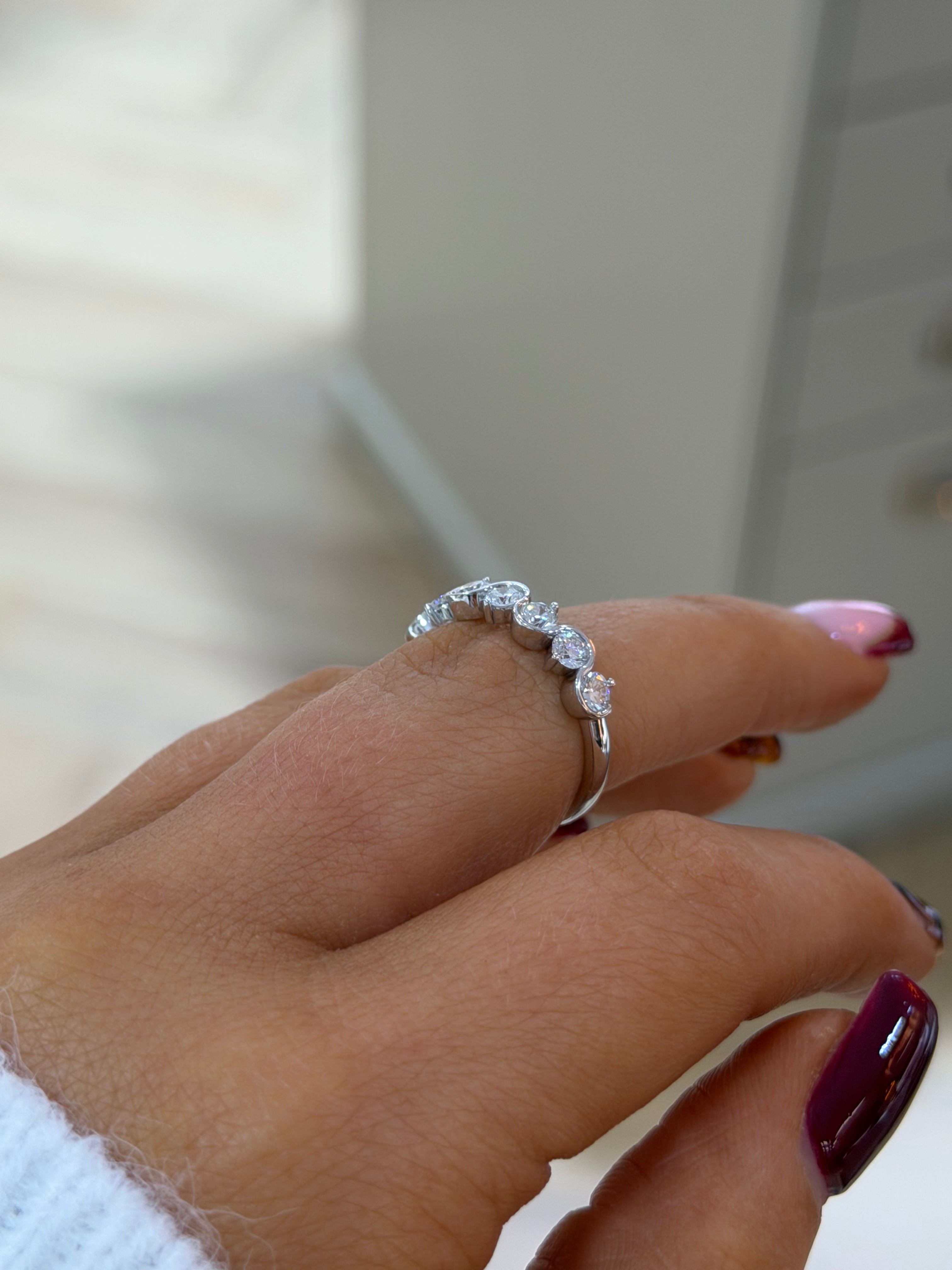 Swirl Bezel Eternity Band – White Gold