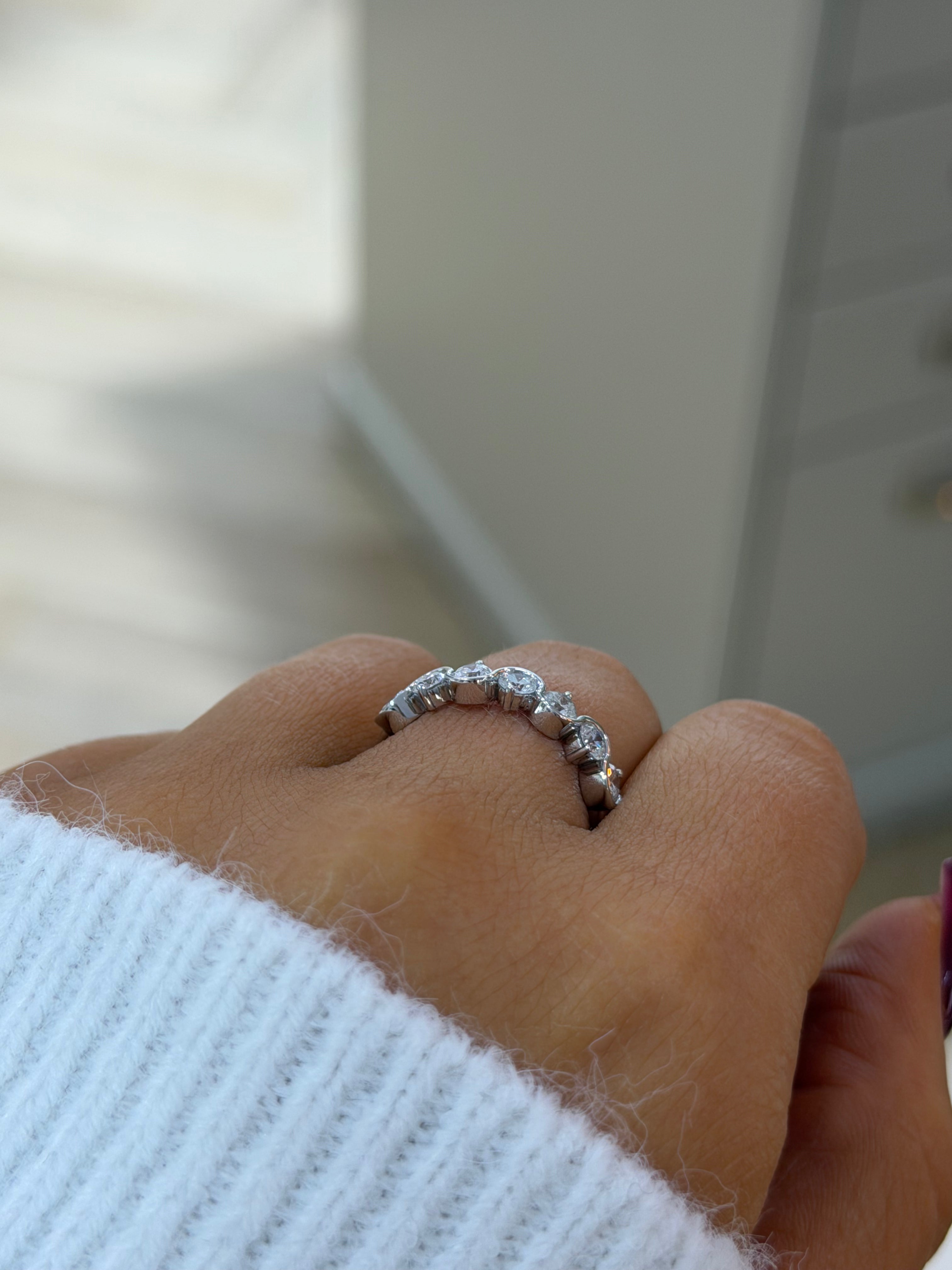 Swirl Bezel Eternity Band – White Gold