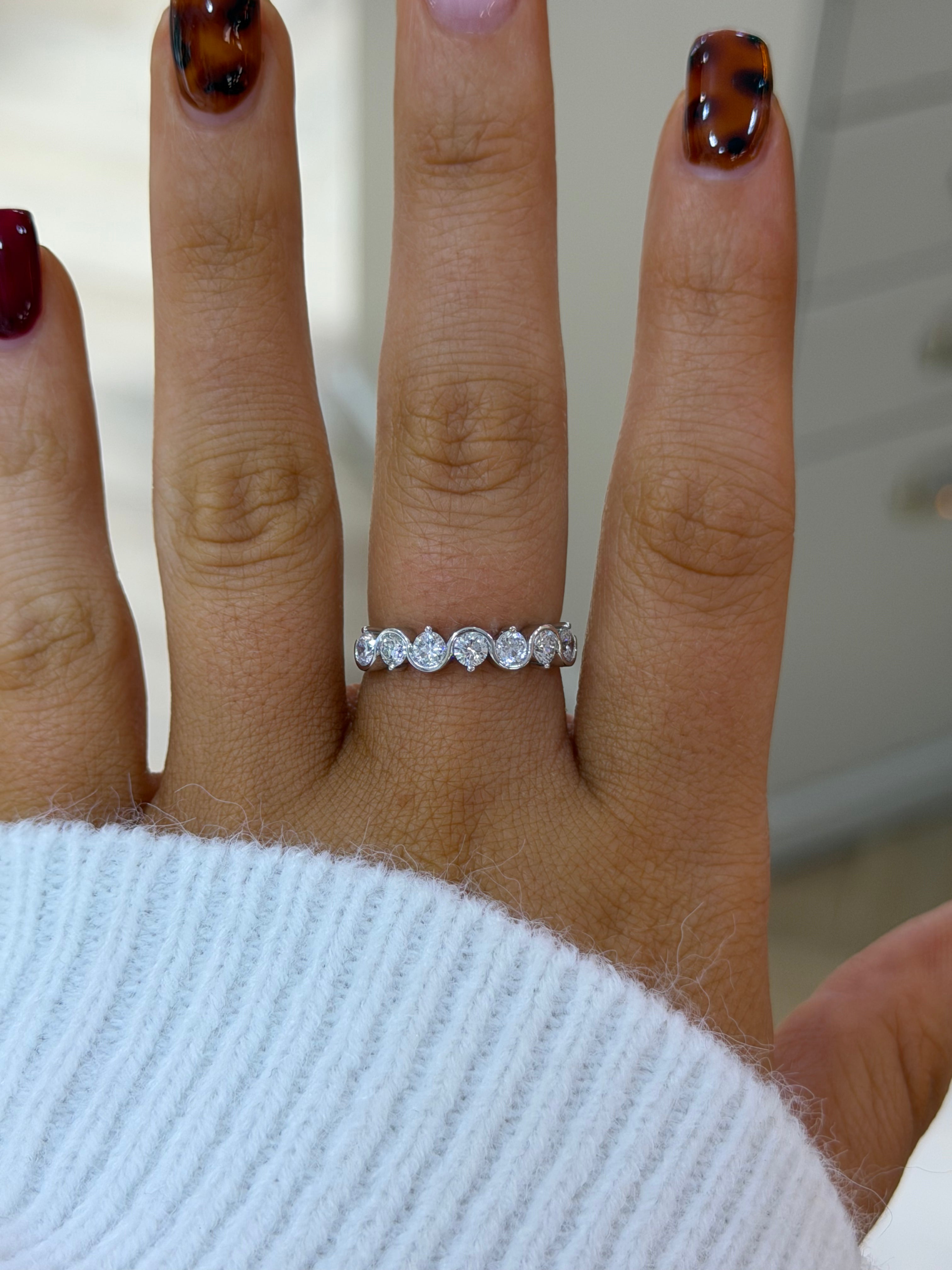 Swirl Bezel Eternity Band – White Gold